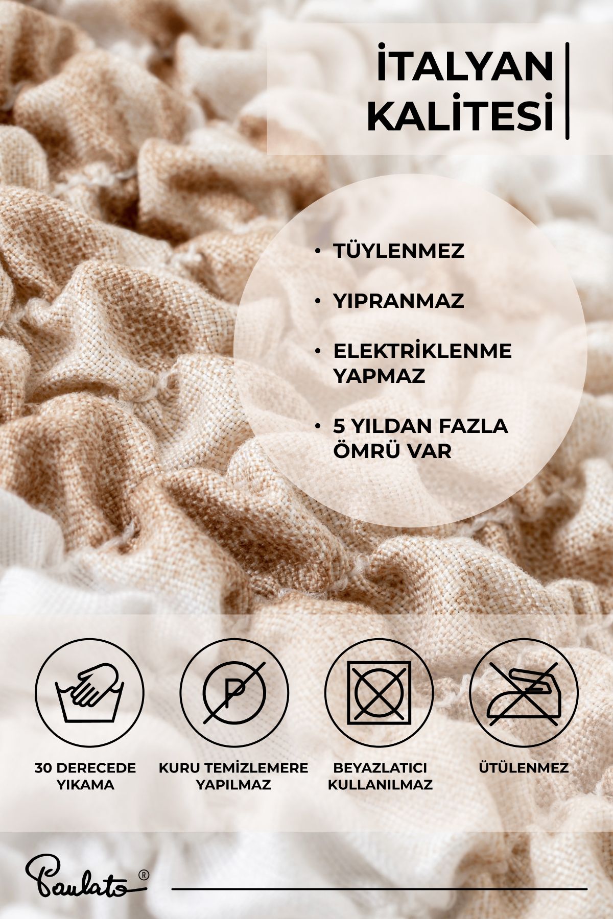 روکش مبل نود براق و قابل شستشو برای 2 صندلی Coary Case Beige Light Paulato