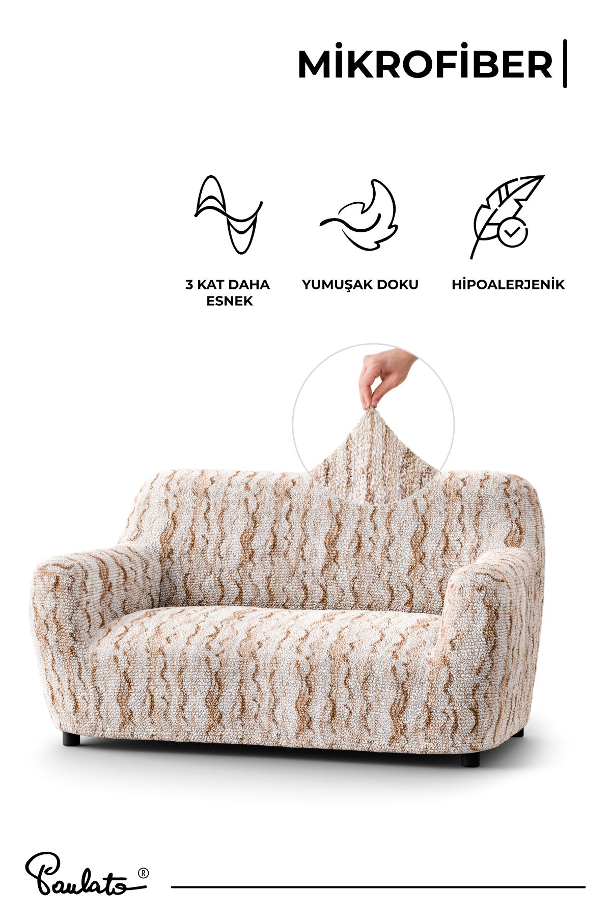 روکش مبل نود براق و قابل شستشو برای 2 صندلی Coary Case Beige Light Paulato
