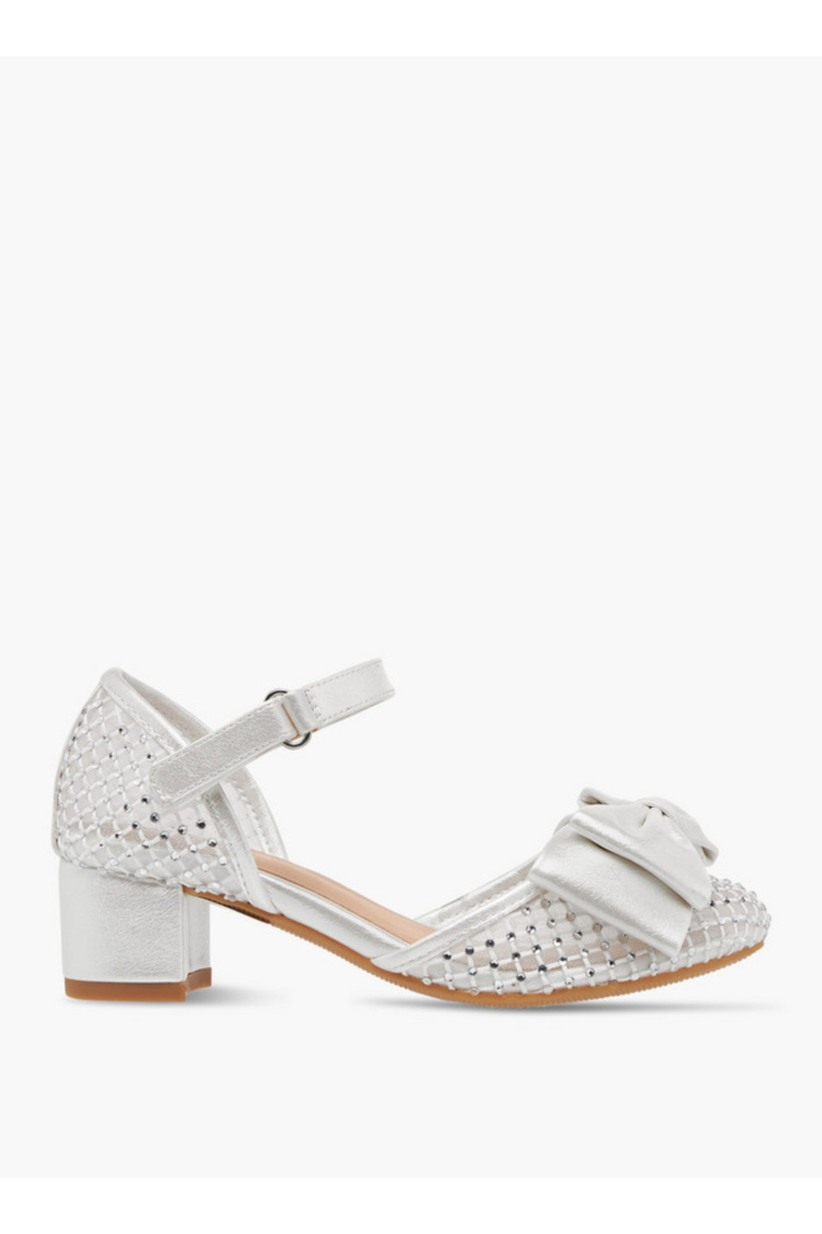 Celeste-Girls Bow Accent Block Heel Shoes with Hook and Loop Closure 3