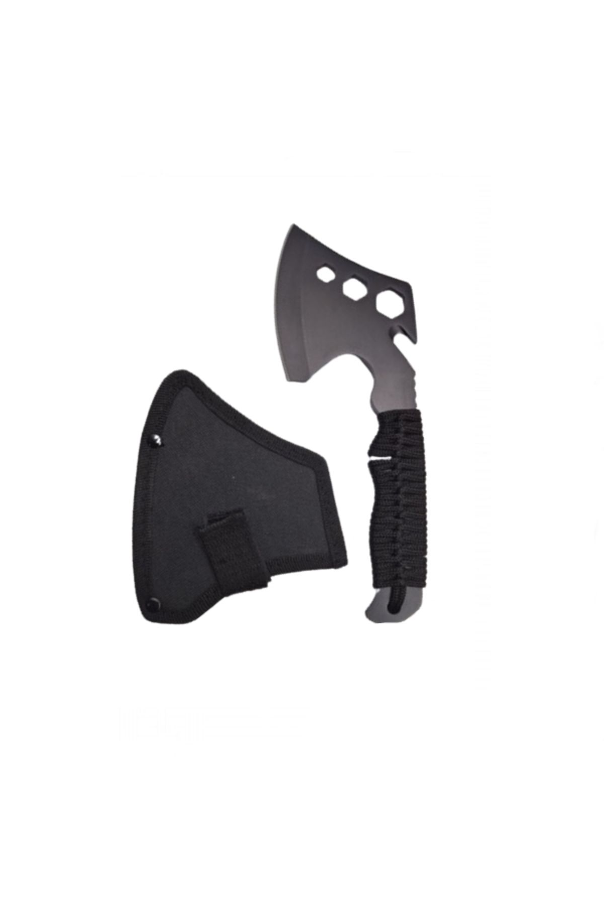 Depox Topor Multifuncțional, Ideallstore , Mâner Cu Paracord, Oțel Inoxidabil, Negru - One Size