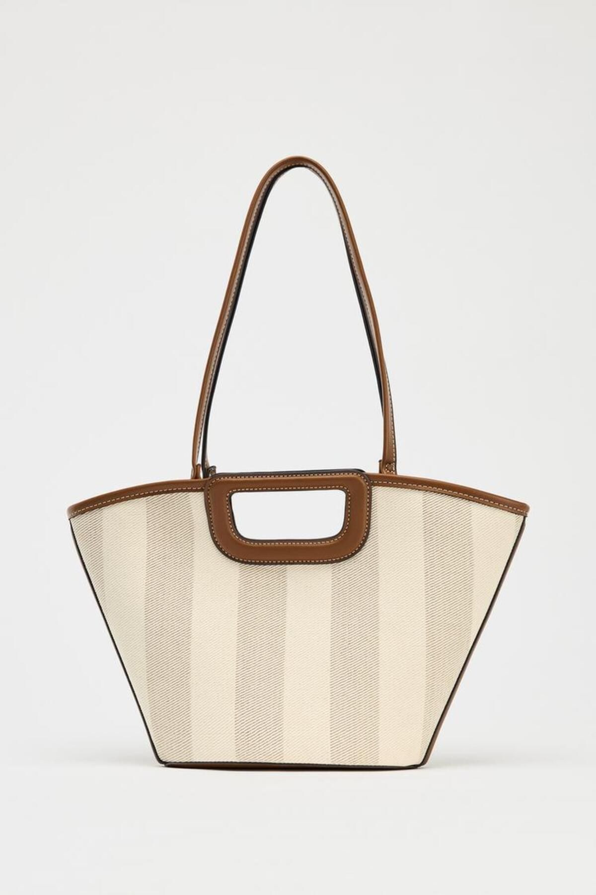 کیف شانه ای زنانه TOTE ECRU اورجینال Zara