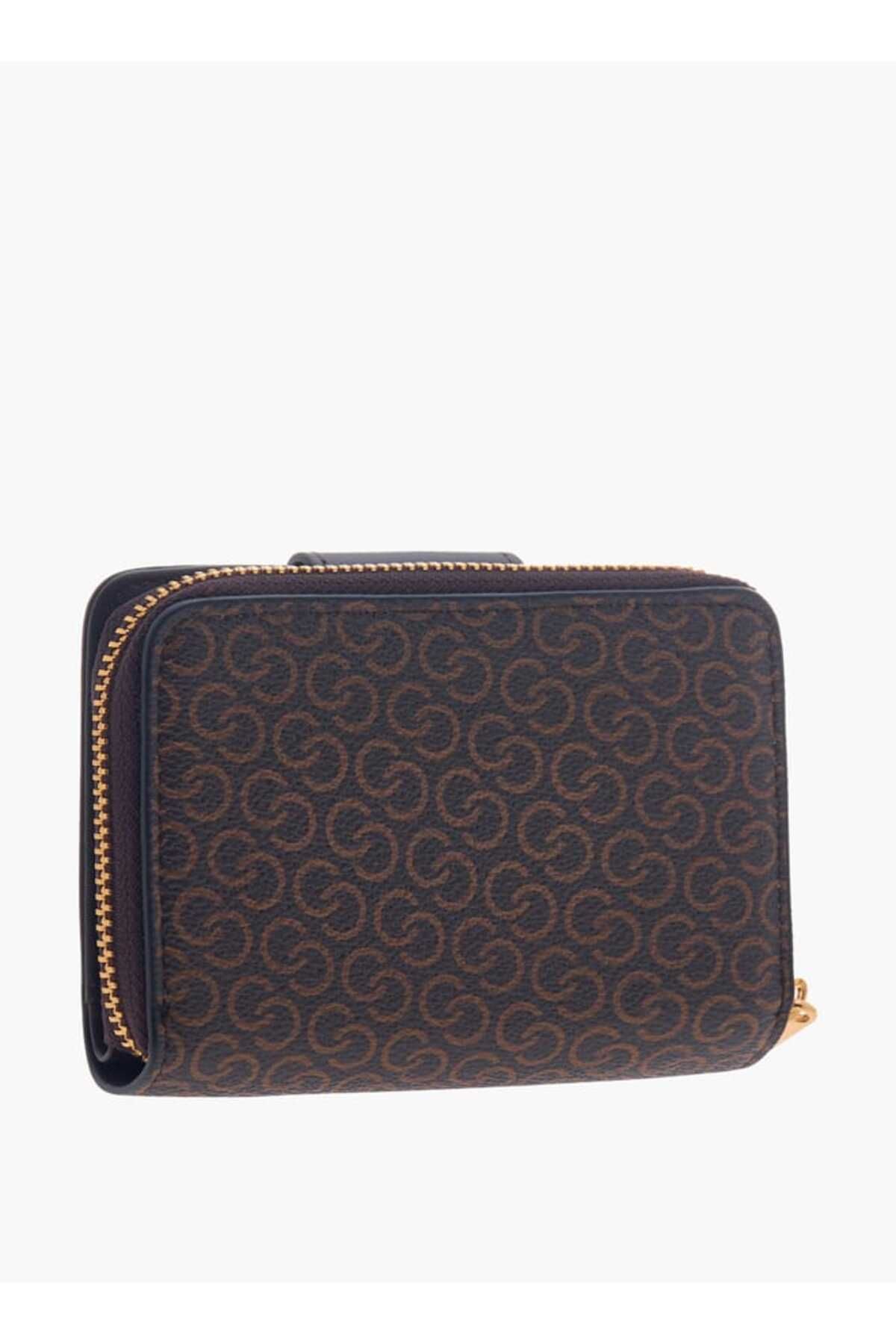 Celeste-Monogram Print Zip Around Wallet with Flap Closure 2