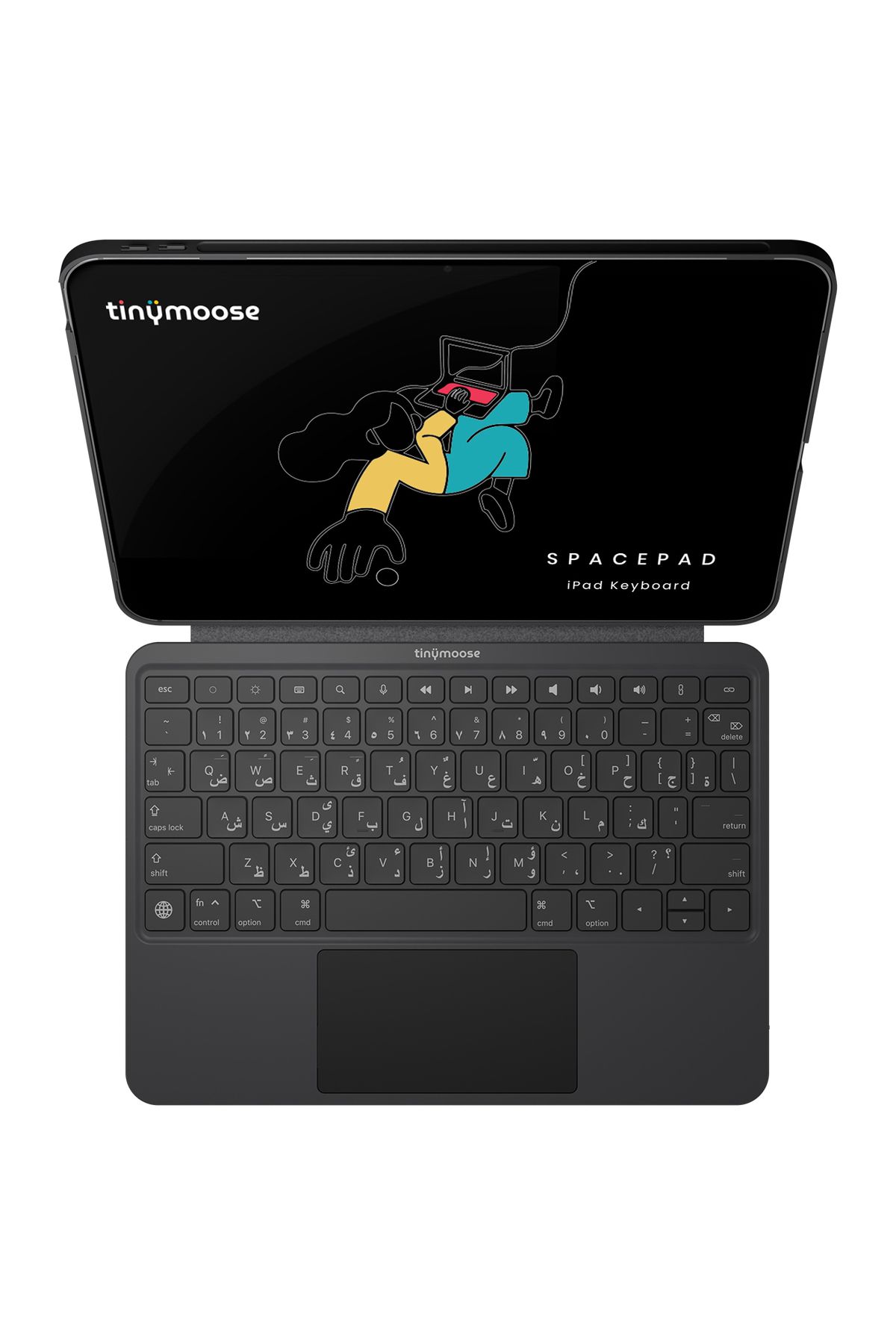 Tinymoose-SpacePad iPad Keyboard 3-Way Touchpad, Detachable, EN/AR Pro 12.9 (2018-2022) / Air 13 (2024) 11