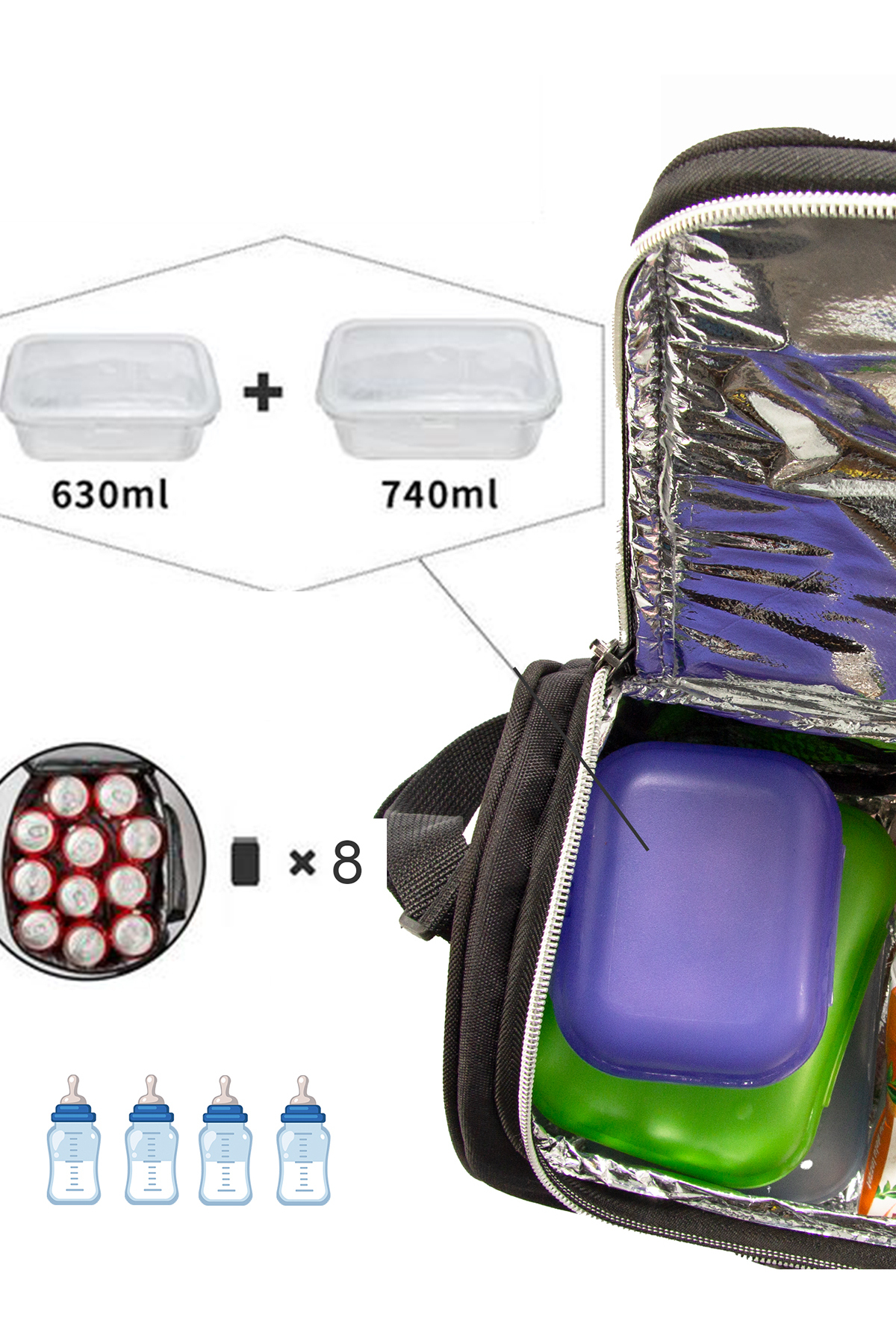 Alone Termal Öğle Yemeği Çantası Siyah 9312 Biberon Çantası fotoğrafı 3 (önizleme)