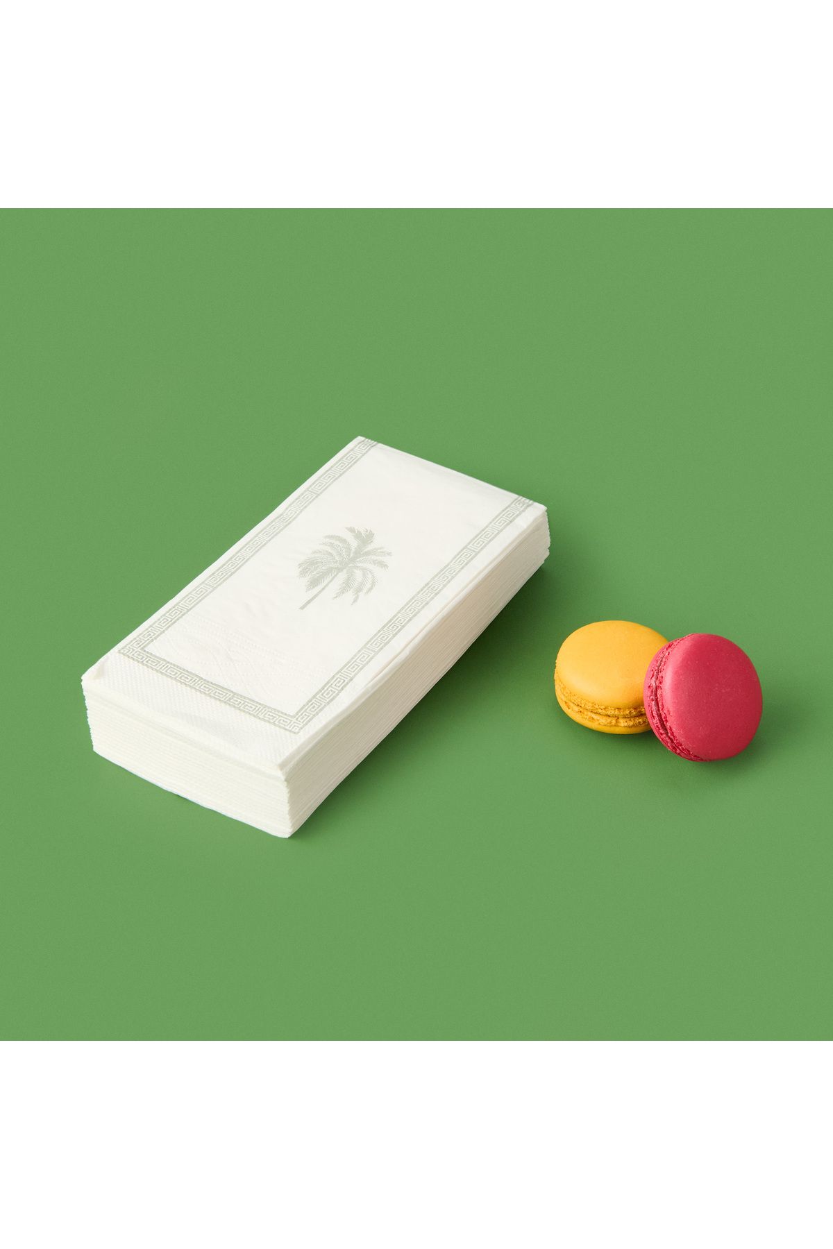 Evidea Kitchen 20'li Palmiye Desen Peçete - Gri / Beyaz - 16x8 cm