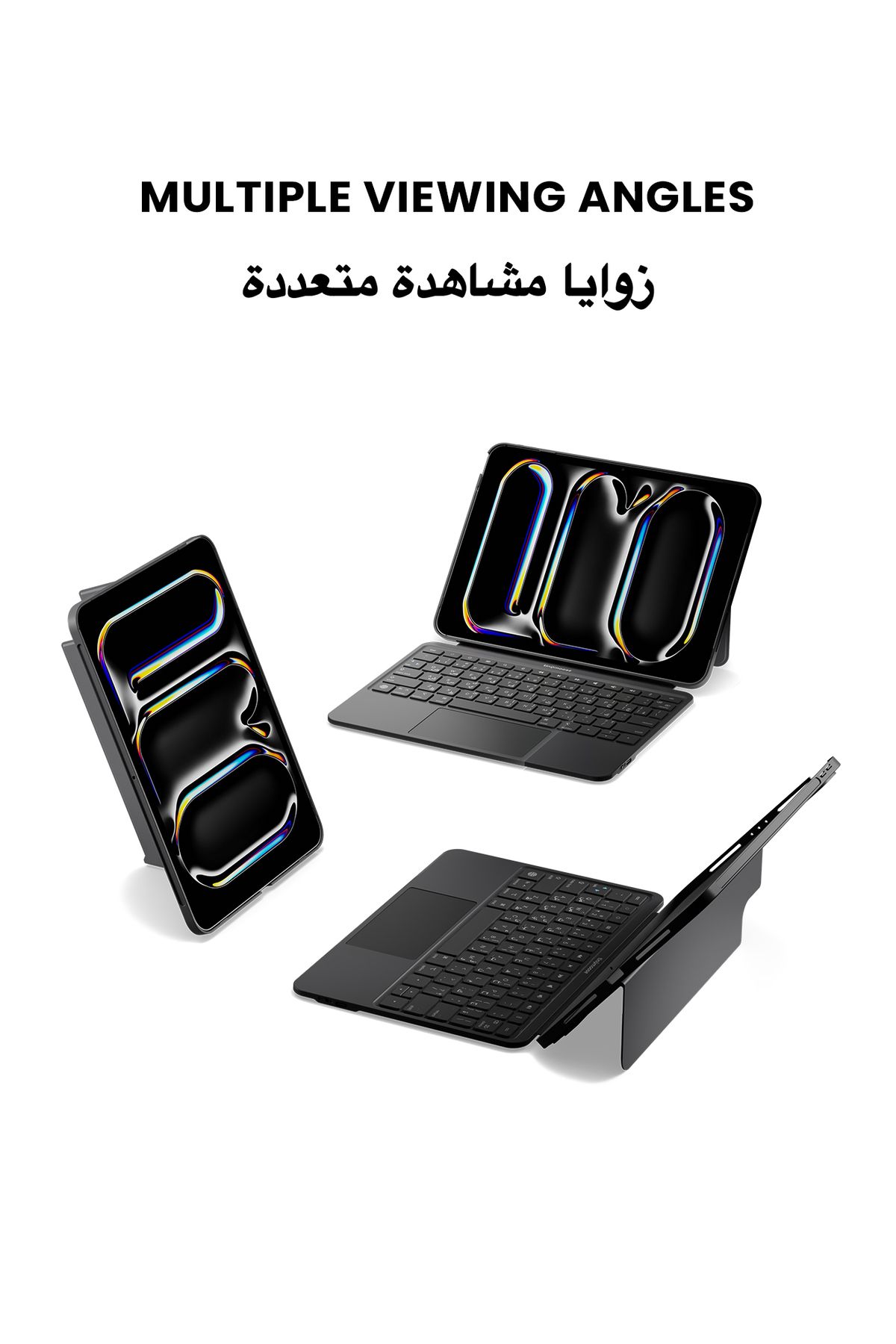 Tinymoose-SpacePad iPad Keyboard 3-Way Touchpad, Detachable, Backlit, English/Arabic iPad 10th (2022) 2