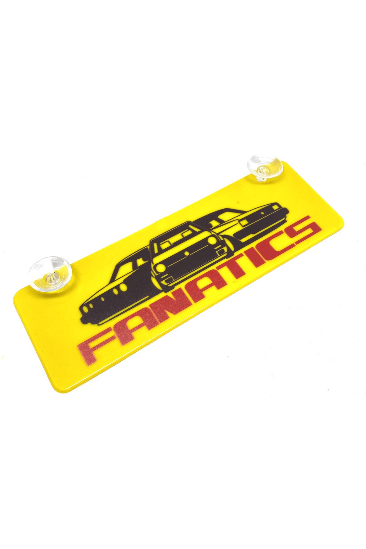BORATİC Fanatics Yazılı Sarı Dekor Plaka Vantuzlu Cam Süsü 22x7.5cm
