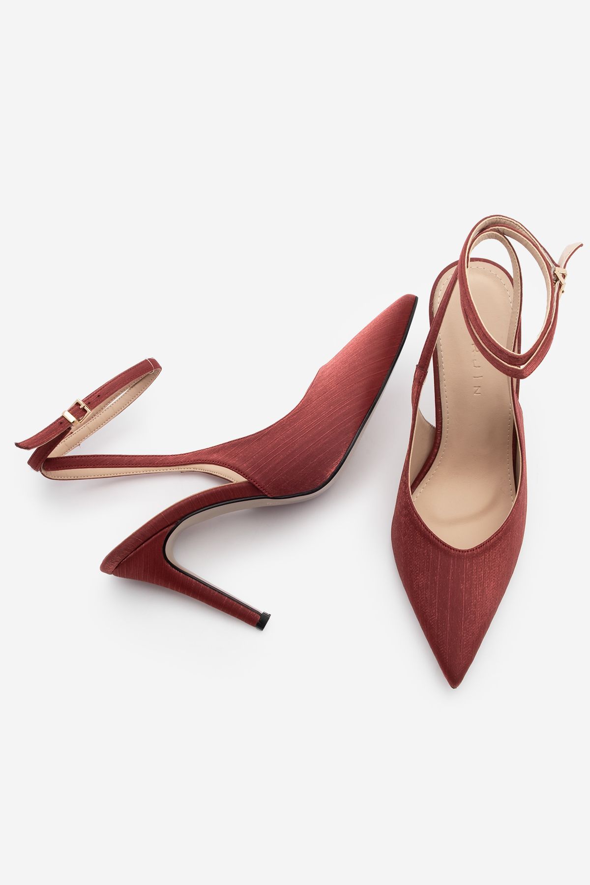 استیلتو زنانه STILETTO سرنوشت سرخ بینی را با سنگ های پشتی کفش پاشنه بلند نشان داد Marjin
