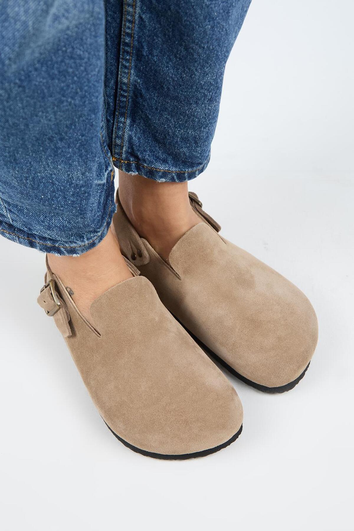 Manijero  Holly 2 Kadın Deri Hakiki Deri Kemerli Tokalı Sabo Vizon Sandalet - Görsel 2