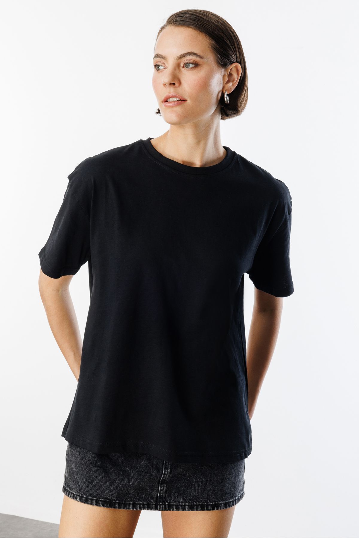 GENIUS STORE-100% Organic Cotton Thick Oversize Fit T-Shirt Women's Round Neck 5