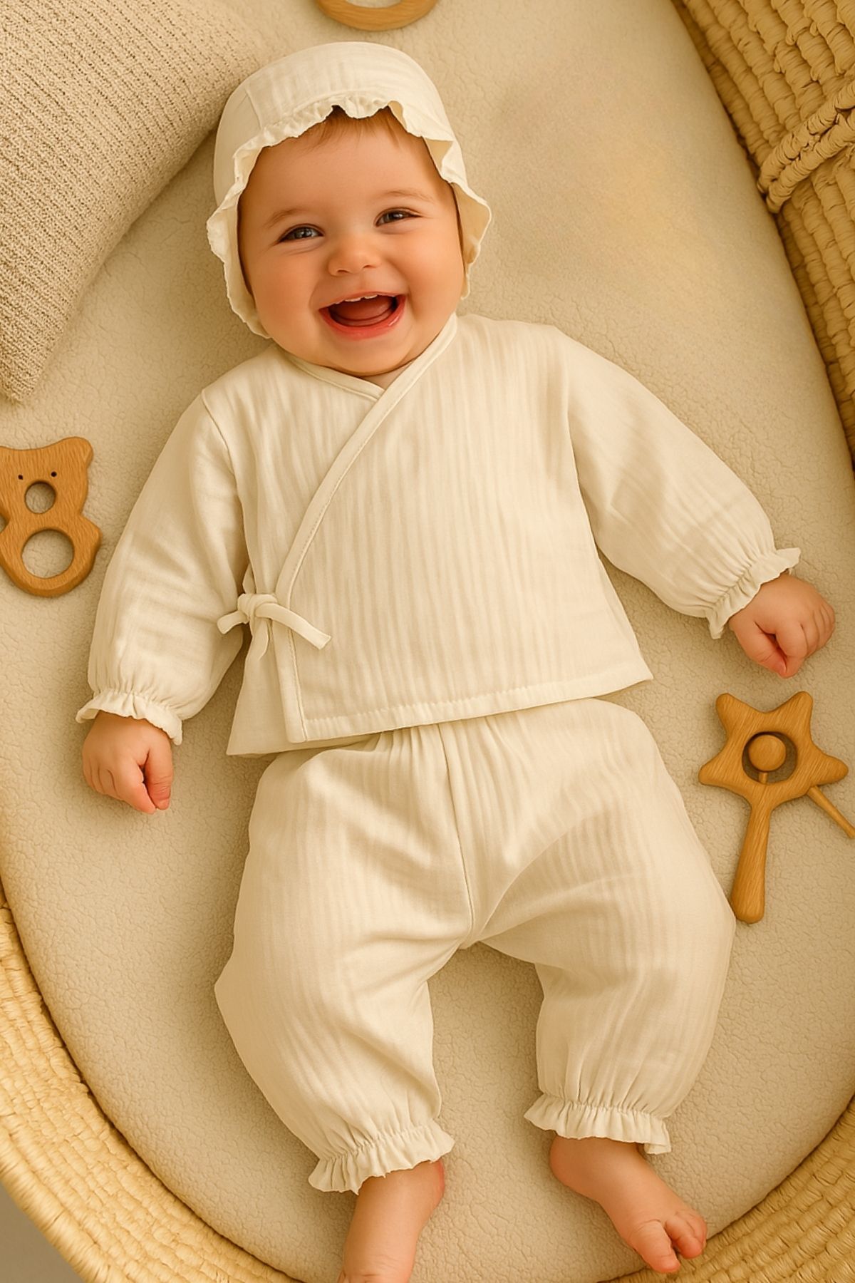 Minytrendy Kız Bebek İsim Nakışlı Yenidoğan Organik Müslin Kruvaze Takım İsimli Hastane Çıkışı Tulum Hediyelik fotoğrafı 3 (önizleme)