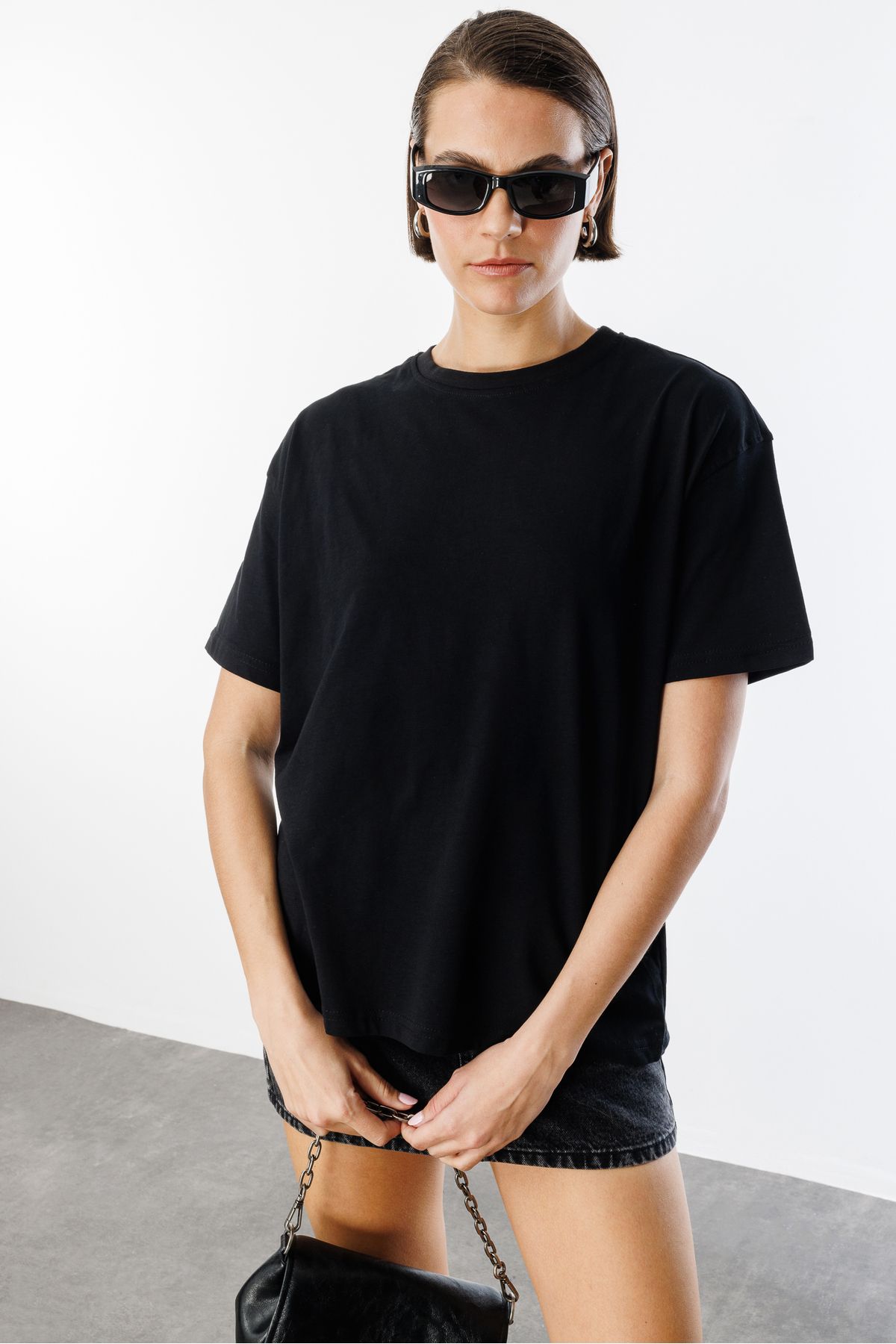 GENIUS STORE-100% Organic Cotton Thick Oversize Fit T-Shirt Women's Round Neck 4