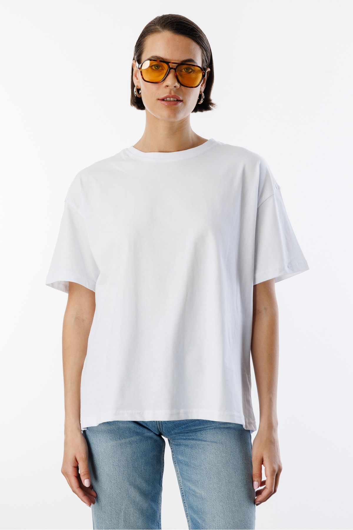 GENIUS STORE-100% Organic Cotton Thick Oversize Fit T-Shirt Women's Round Neck 3