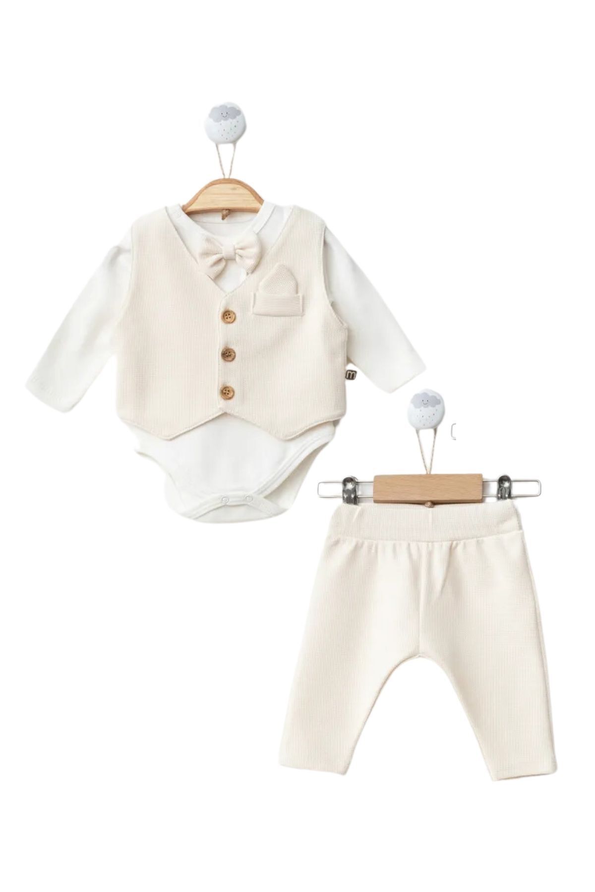 Minytrendy Yenidoğan Erkek Bebek Mevlüt Takımı %100 Pamuk Papyonlu Gömlek Ve Pantolon Özel Gün Bayramlık Takım fotoğrafı 2 (önizleme)