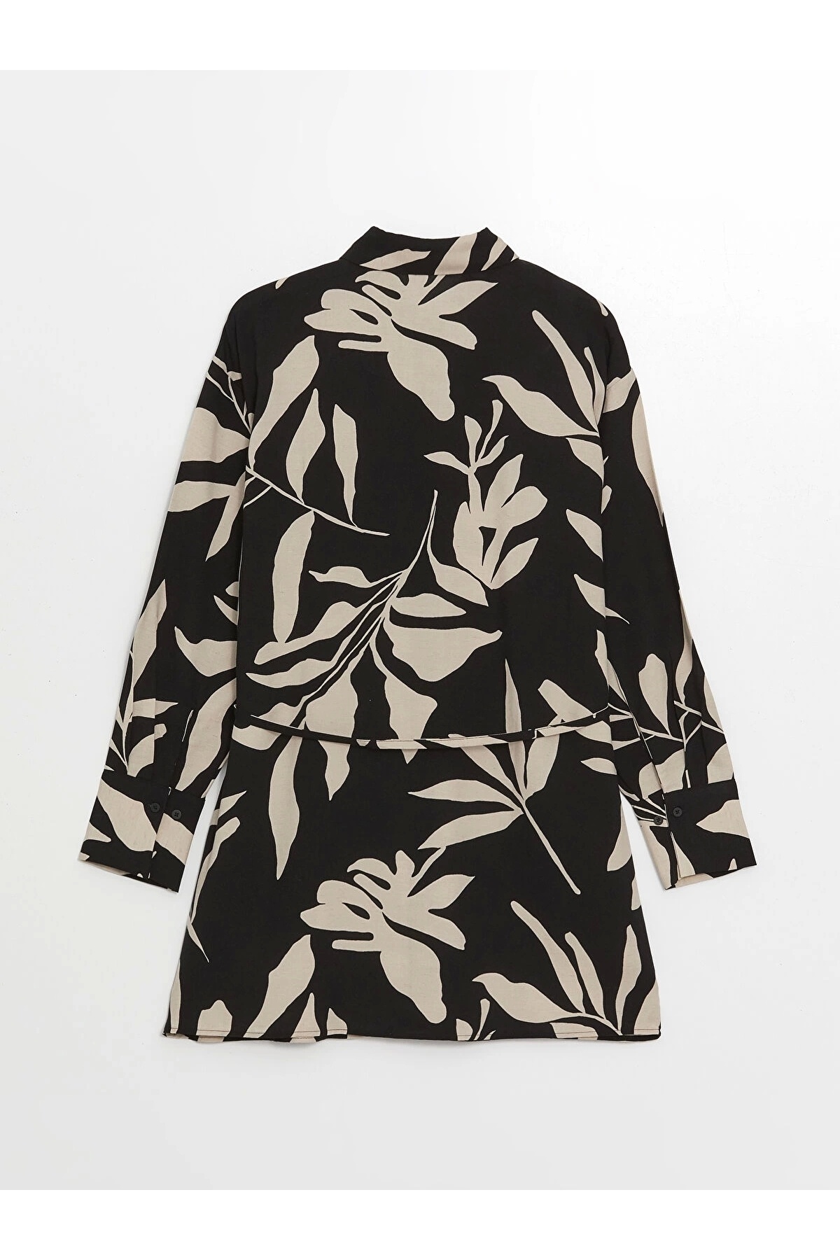 LC Waikiki-Lcwaikiki Classic Black Patterned Linen Blended Women's Shirt Tunic 7
