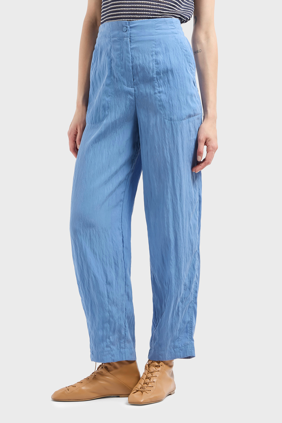 Emporio Armani Relaxed Fit High Waist Straight Leg Cupra Pants