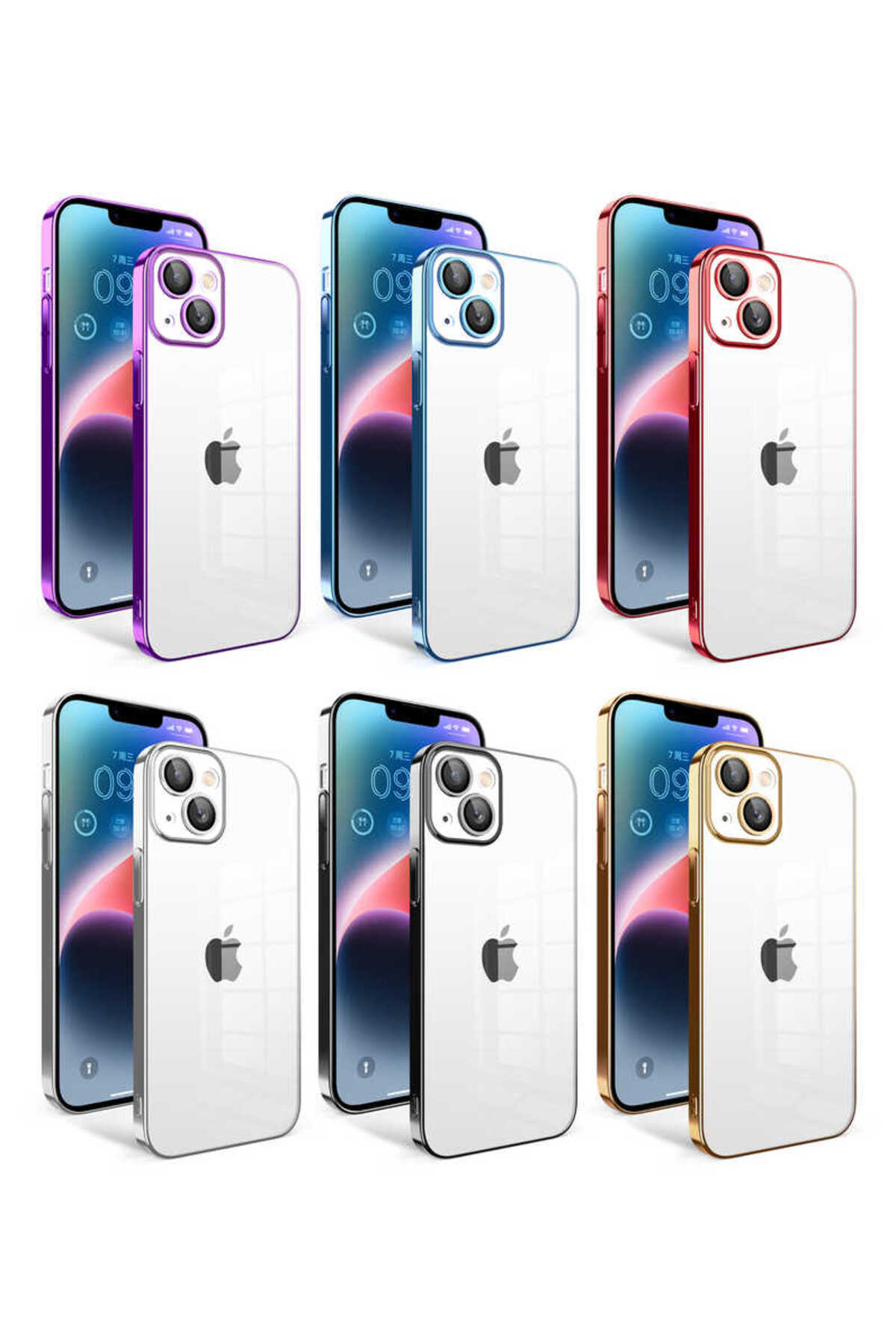 VARDAR AKSESUAR-حافظة جراج VRDR مع إطار ملون لحماية الكاميرا المتوافقة مع هاتف iPhone 14 Plus - فضي 2