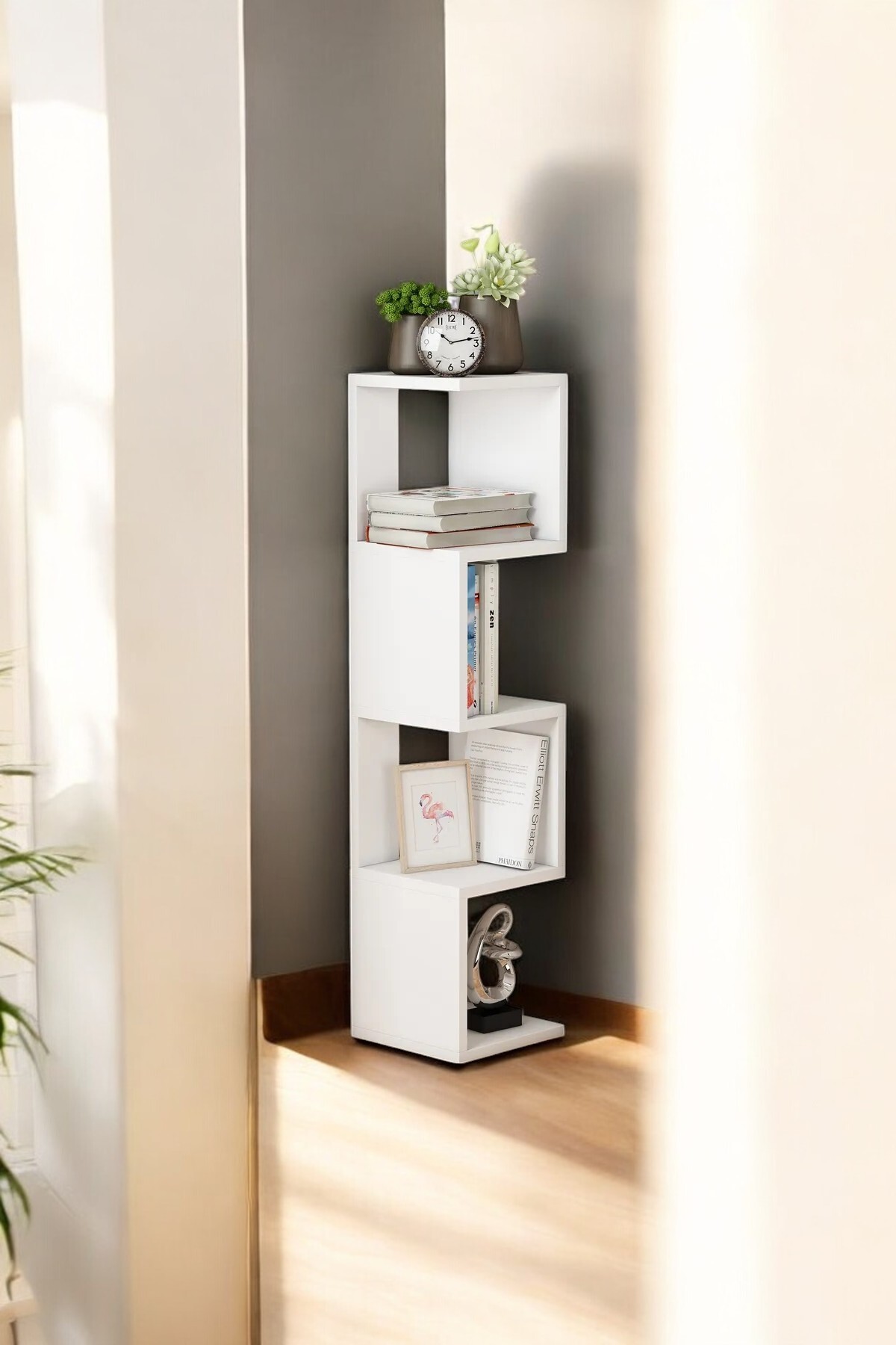 BDK MOBİLYA Köşe Düzenleyici Modern Kitaplık Raf Şık Zigzag 5