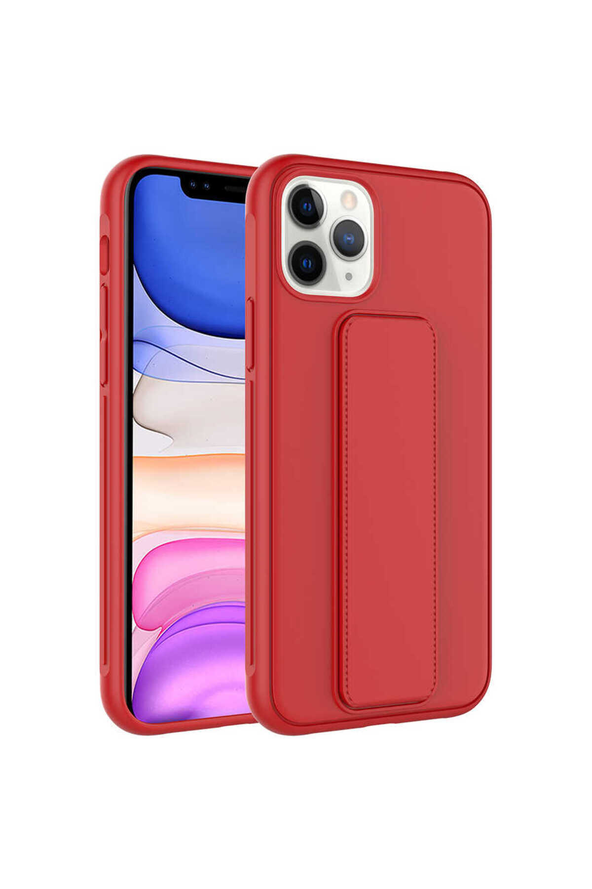 VARDAR AKSESUAR-iPhone 11 Pro Max Compatible Vrdr Qstand Case-Red 1