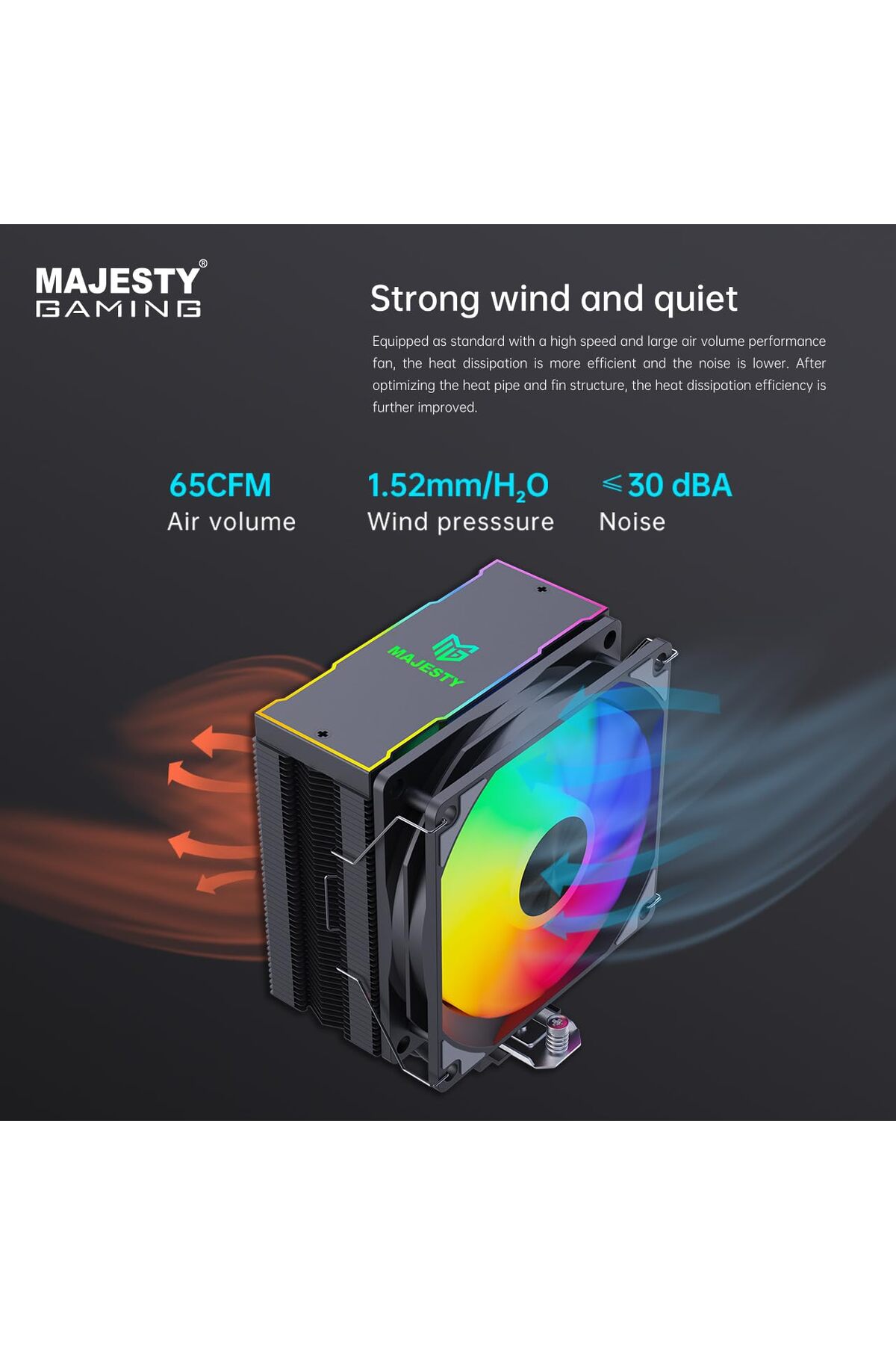 Majesty Radiator Fan Majesty 200 Cpu Air Cooler 5 Heat Pipes 120mm Argb Fan Pwm 5v Amd Intel ...