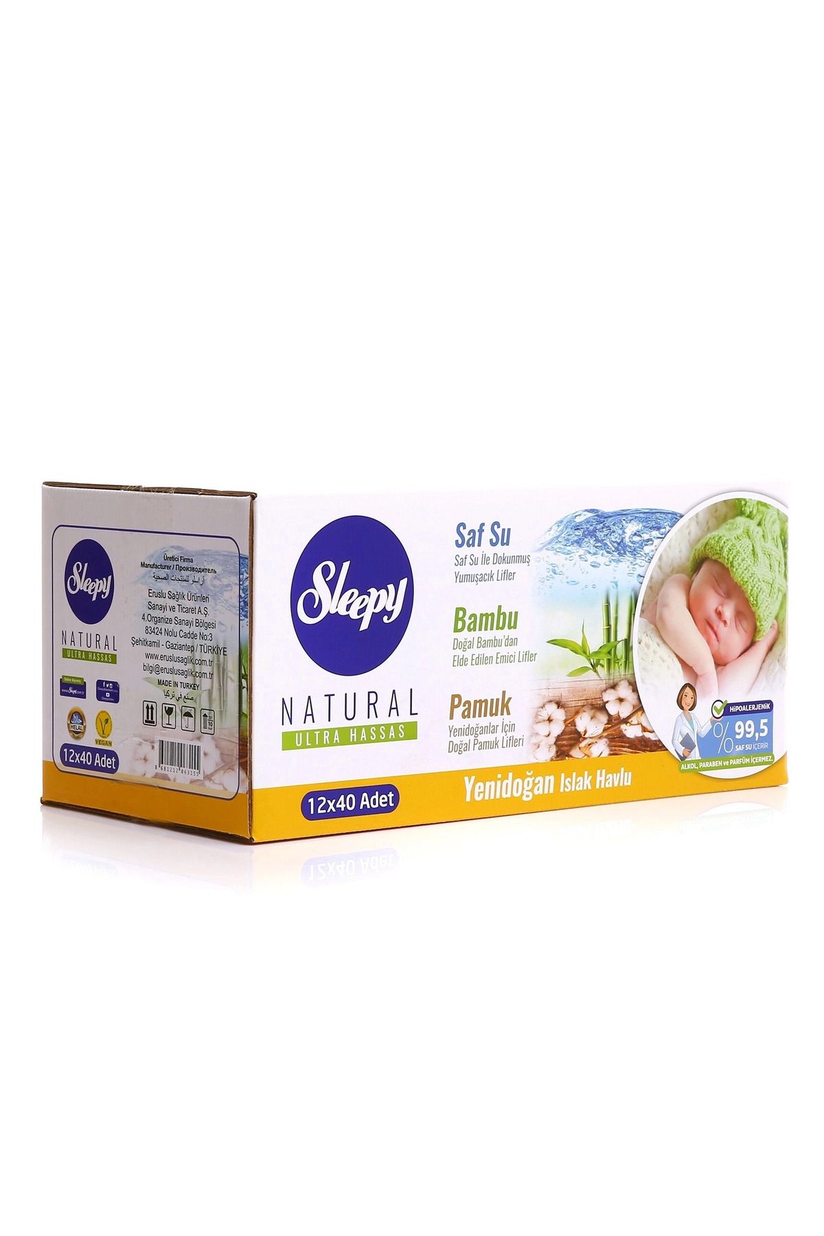 TYYLİ Sleepy Natural Yenidoğan Islak Mendil 12x40 480 Yaprak