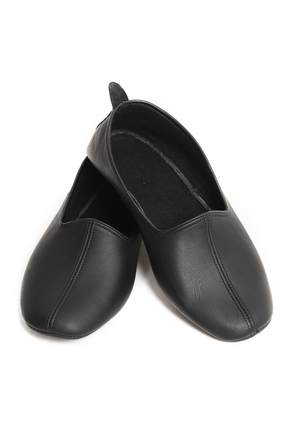 DeriPatiğim %100 Hakiki Dana Derisi Siyah ? Pamuk Astarlı - Tavaf Patiği & Ev...