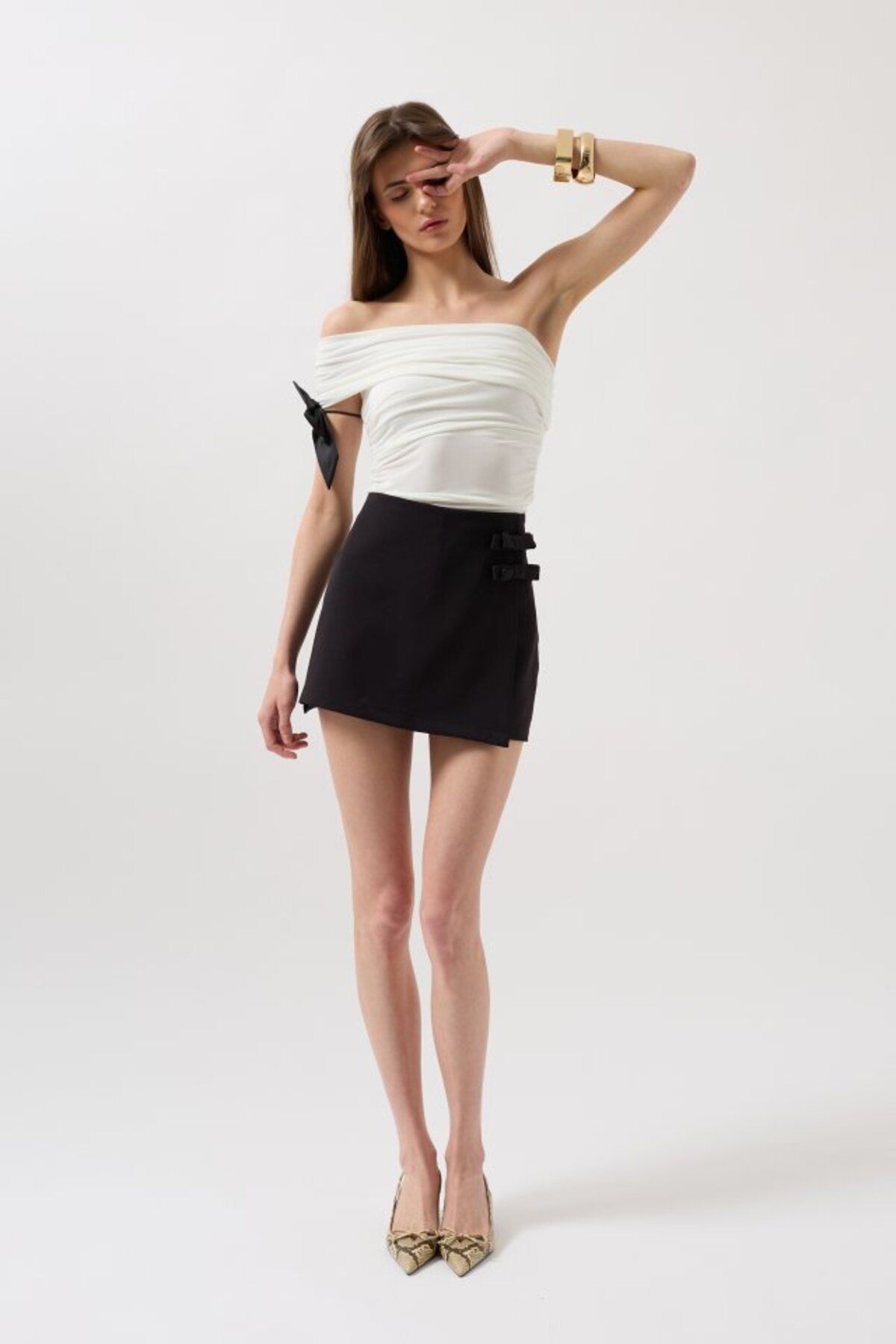 velmorafashion Fiyonk Detay Mini Etek