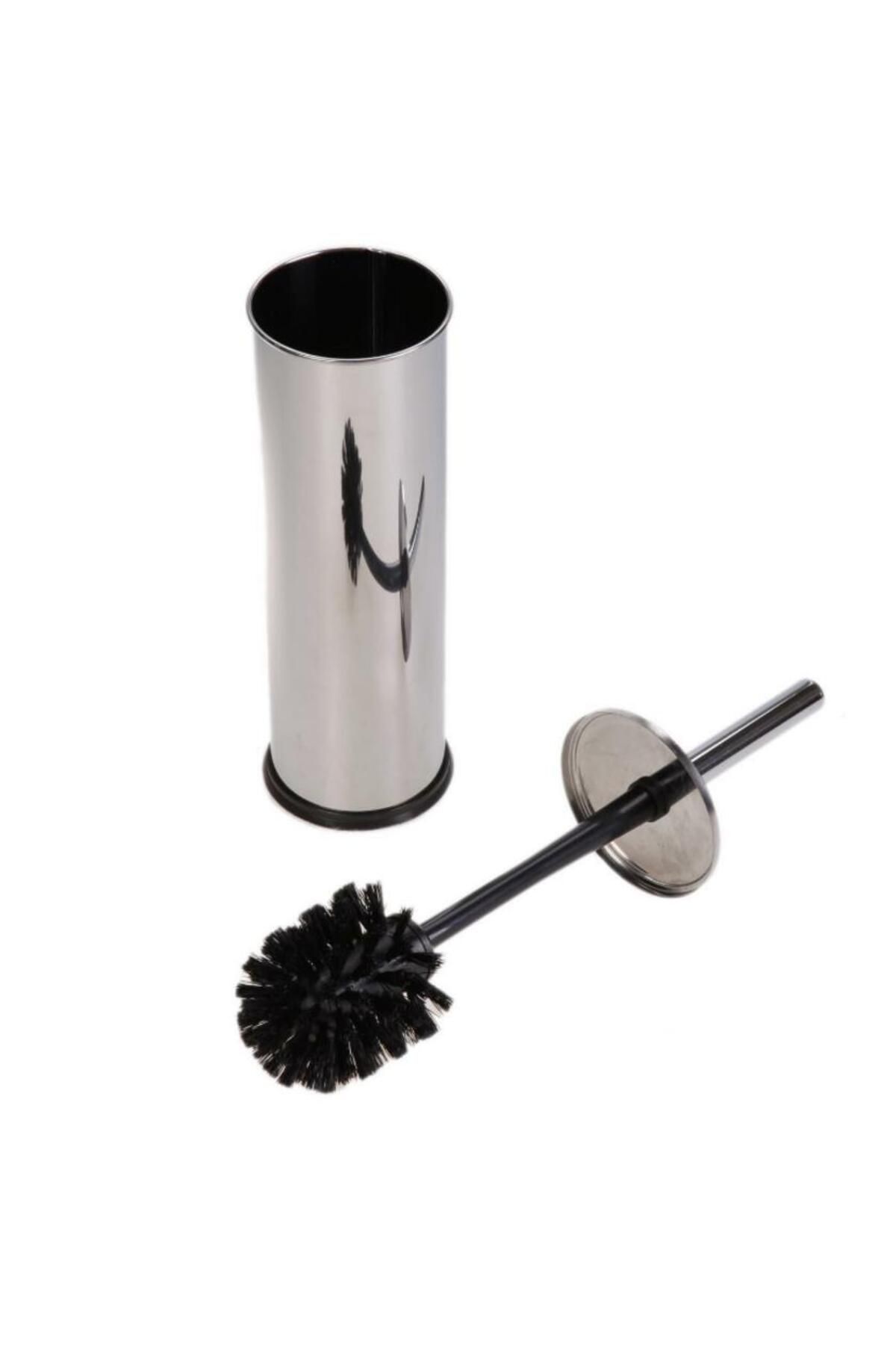 Zethome-Stainless Chrome Lid Dustbin 12 Lt and Toilet Brush Set 4