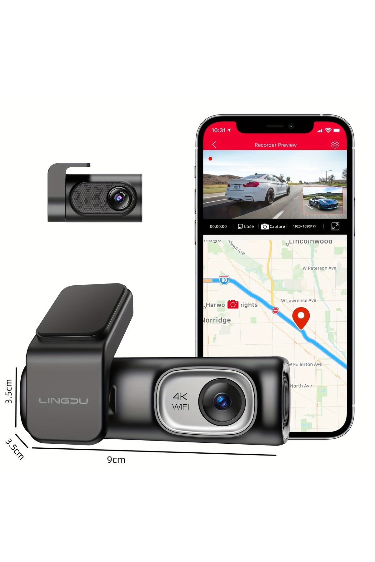 ROCKCAMEL-D600 4K UHD Driving Recorder, Built-In WiFi, Supports GPS High-Precision Positioning Function 5