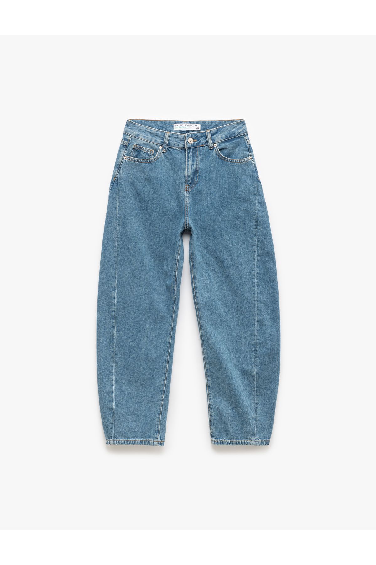 Koton Yeni Sezon Yüksek Bel Dikiş Detaylı Cepli Düğmeli Balon Jean - Balloon Fit Jeans