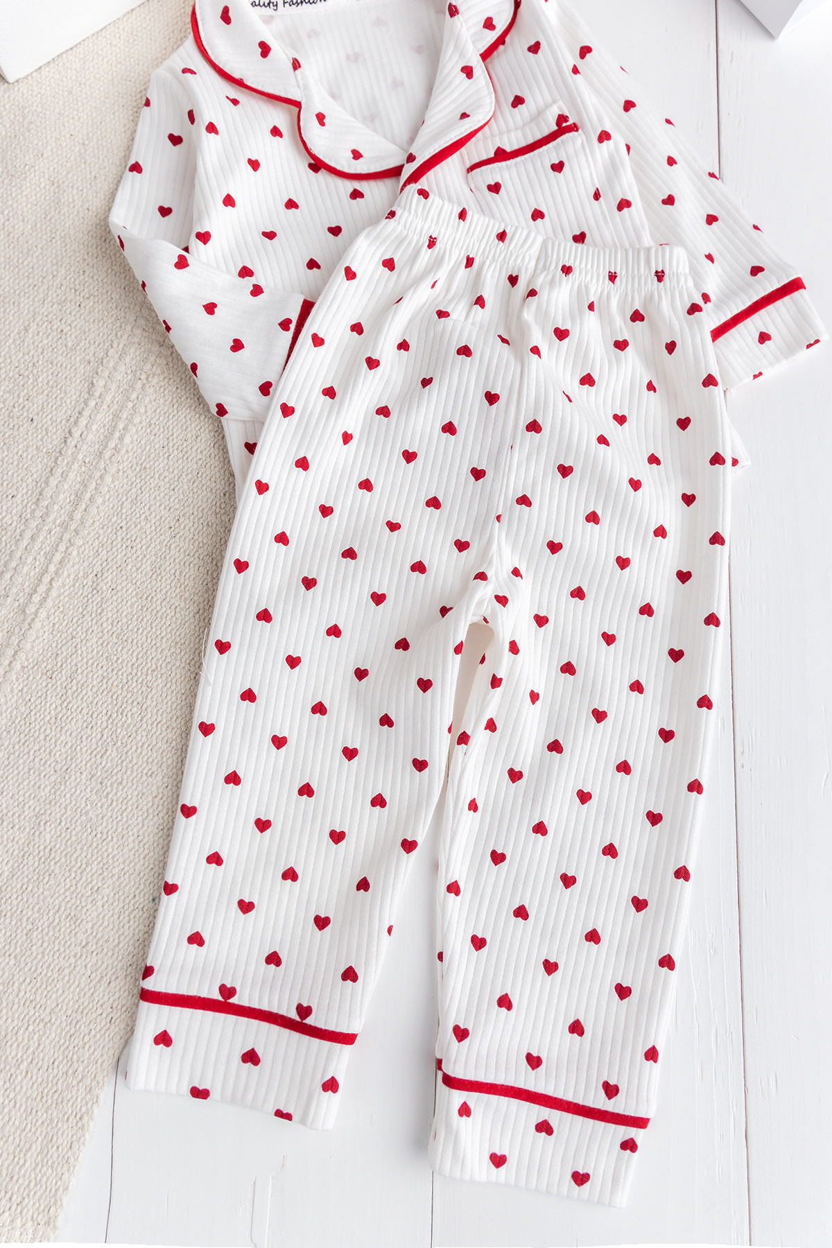 ewellce Kap Desenli Pamuklu Düğmeli Kız Bebek Çocuk Pijama Takımı fotoğrafı 6 (önizleme)