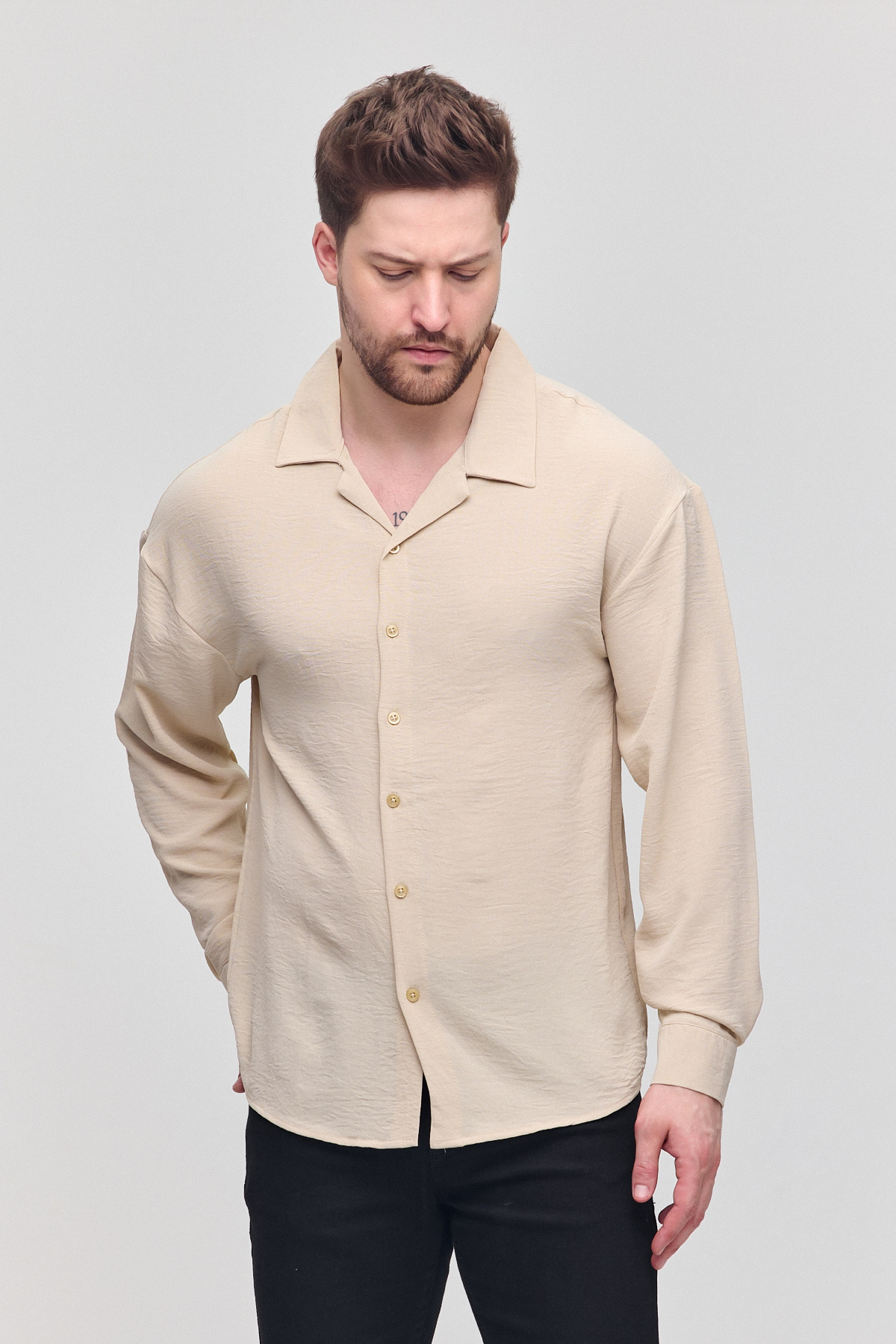 COMBİNE MİCHAİL-Ανδρικό πουκάμισο Oversize Μακρυμάνικο Λινό Καλοκαιρινό Πουκάμισο 4
