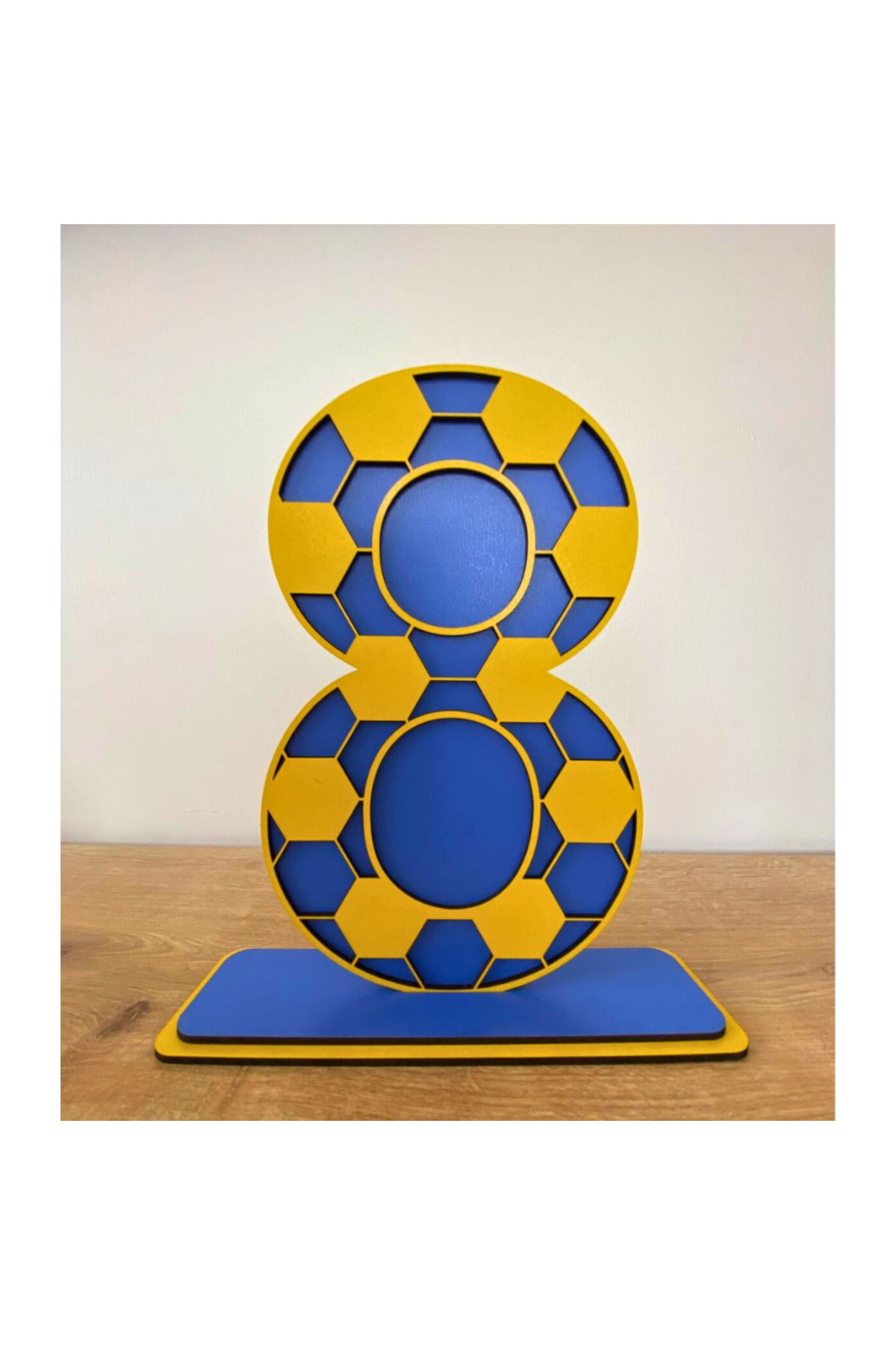 WoodenZoo 8 Yaş Doğum Günü Masa Dekoru-2 ( F.bahçe Temalı Sarı-lacivert )