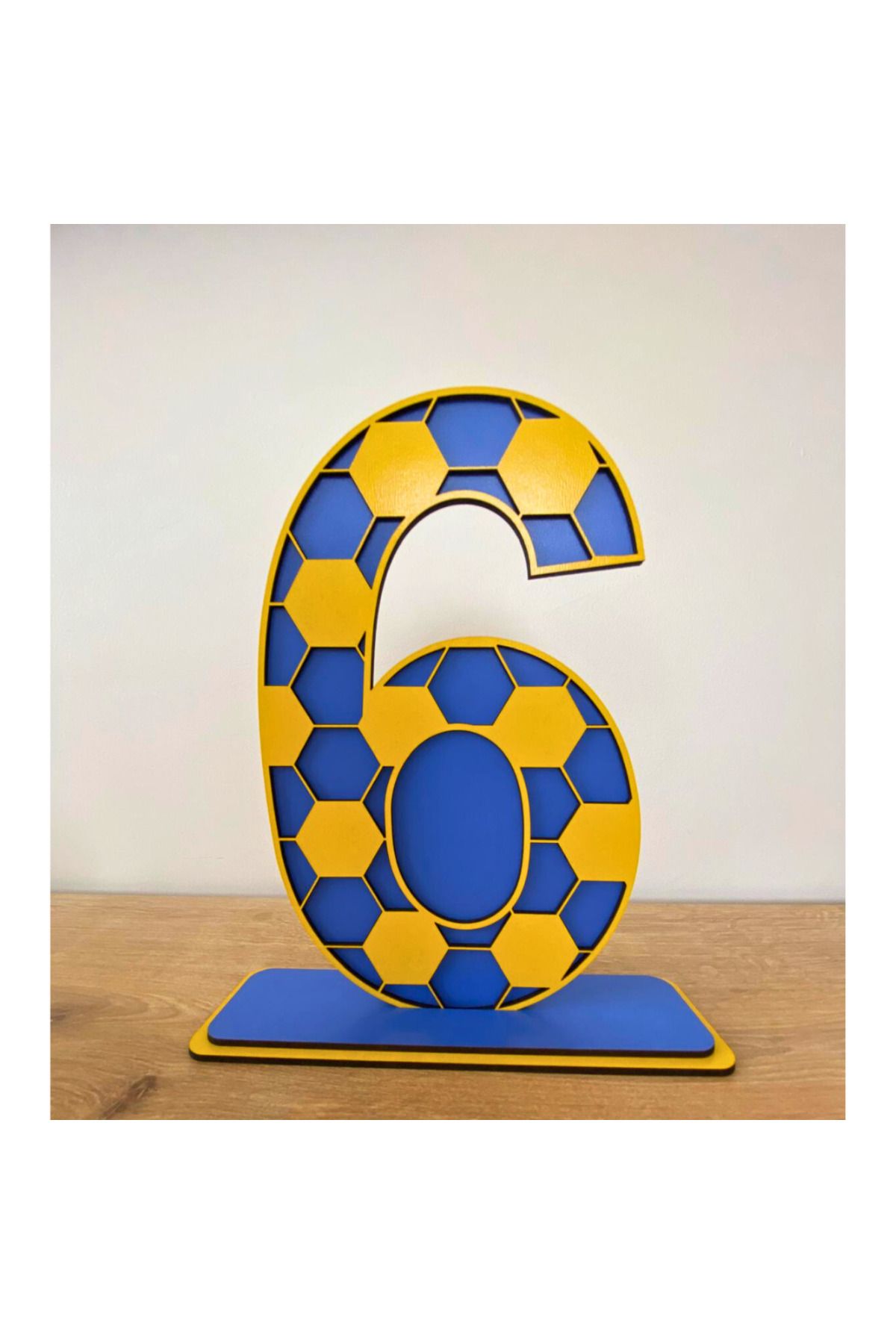WoodenZoo 6 Yaş Doğum Günü Masa Dekoru-2 ( F.bahçe Temalı Sarı-lacivert )