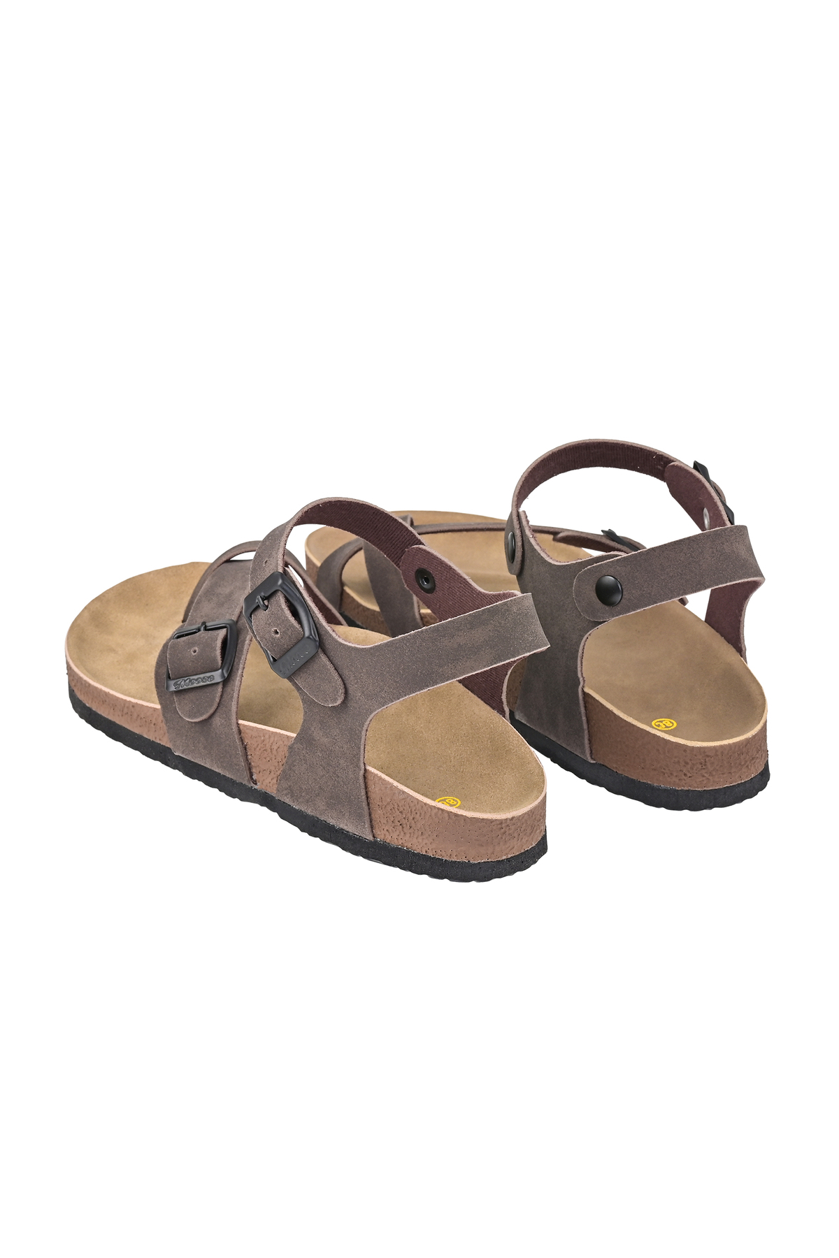 JustBow  Unisex Tokalı Antrasit Kahve Anatomik Tabanlı Sandalet - Görsel 5