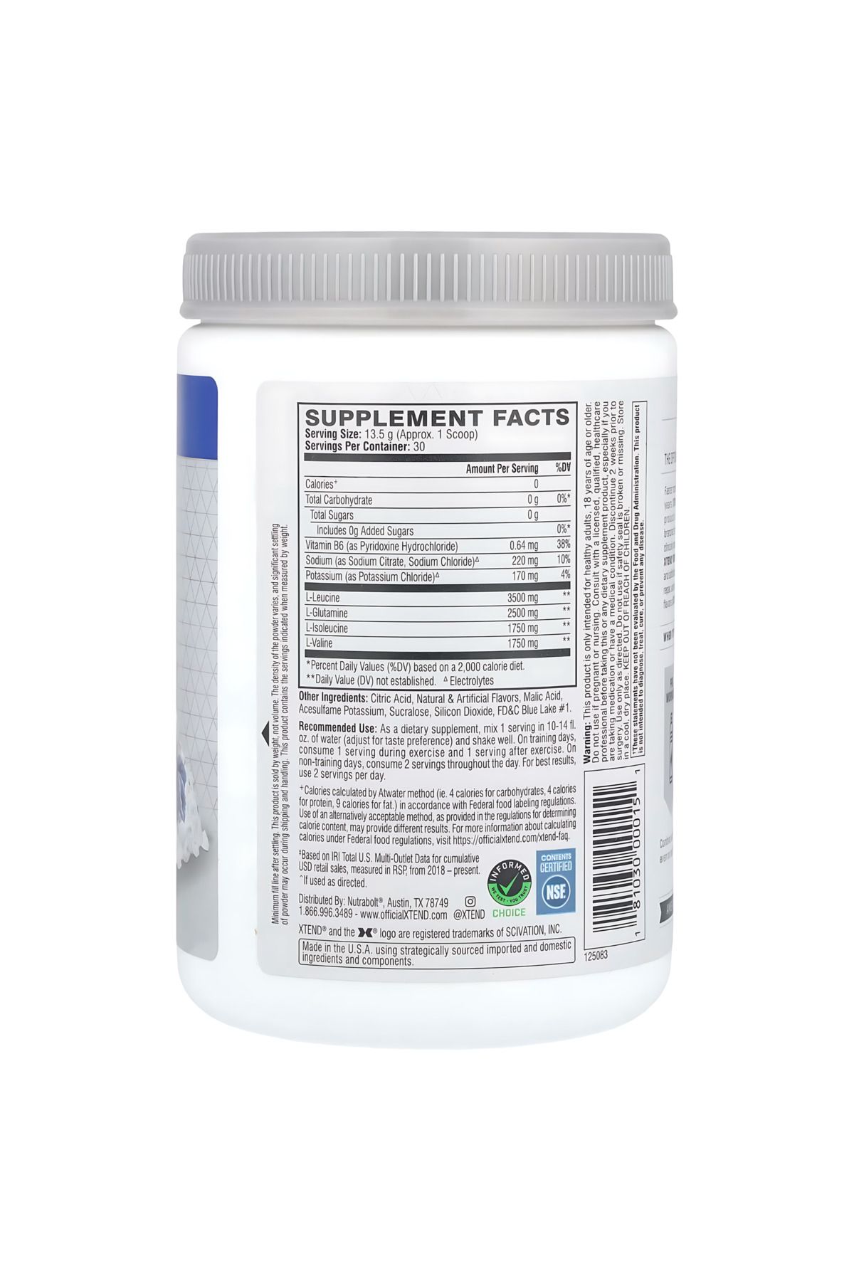 xtend-Xtend BCAAs Muscle Growth Supplement - Blue Raspberry - 30 Servings 405 gm 2