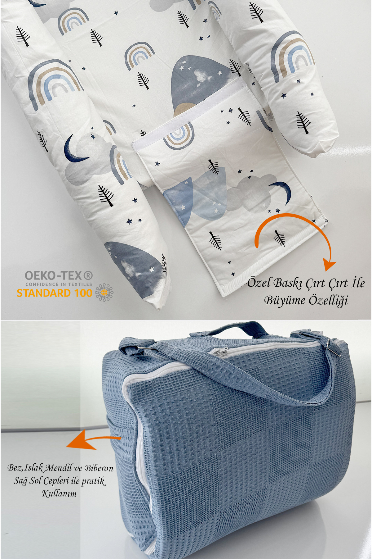 Jaju Baby Çantalı Babynest Taşınabilir Anne Yanı İndigo Pike Babynest fotoğrafı 2 (önizleme)