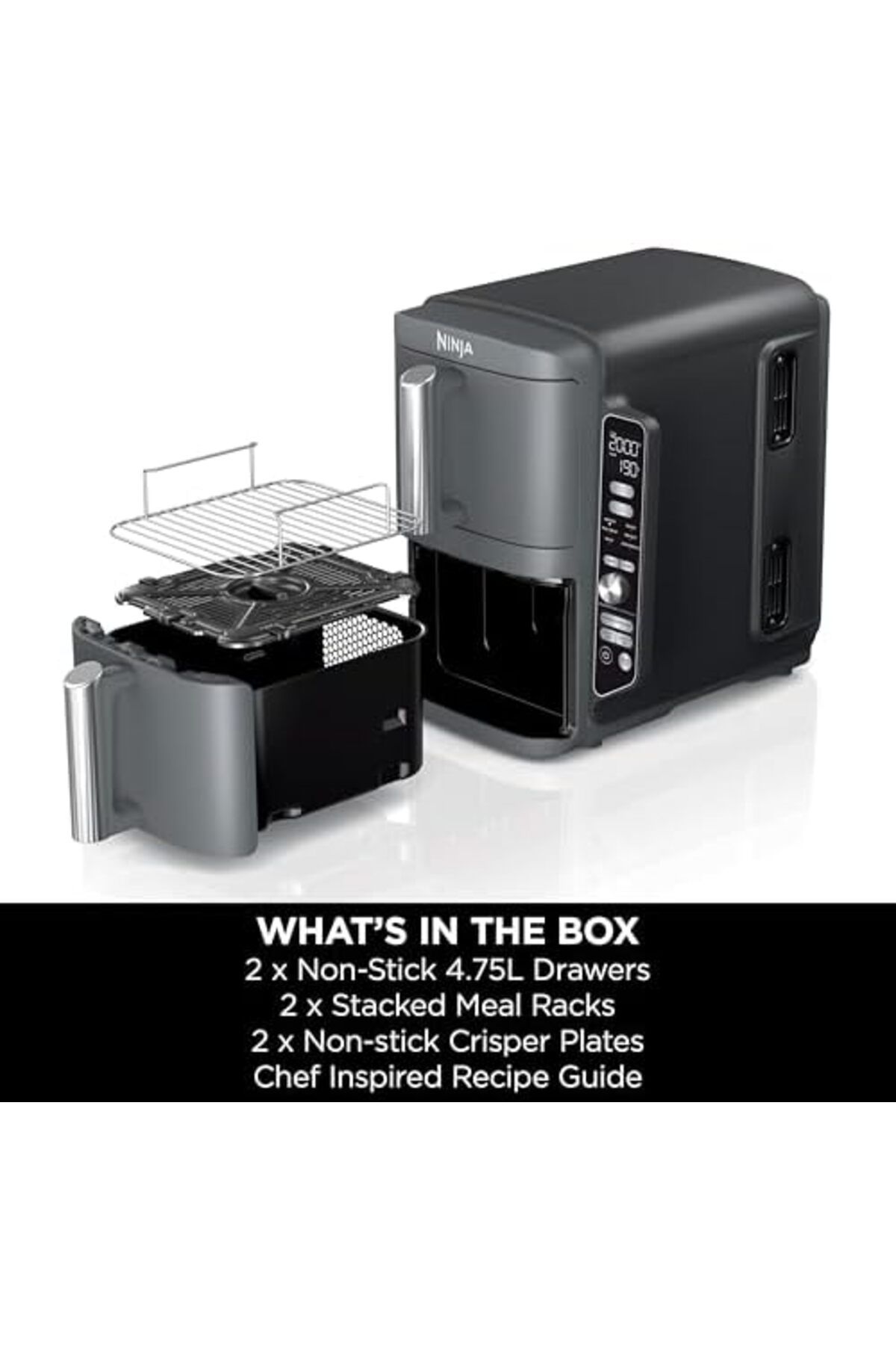 NINJA-Double Stack XL Air Fryer, Vertical Dual Drawer Air Fryer with 4 Cooking Levels, 2 Drawers 4