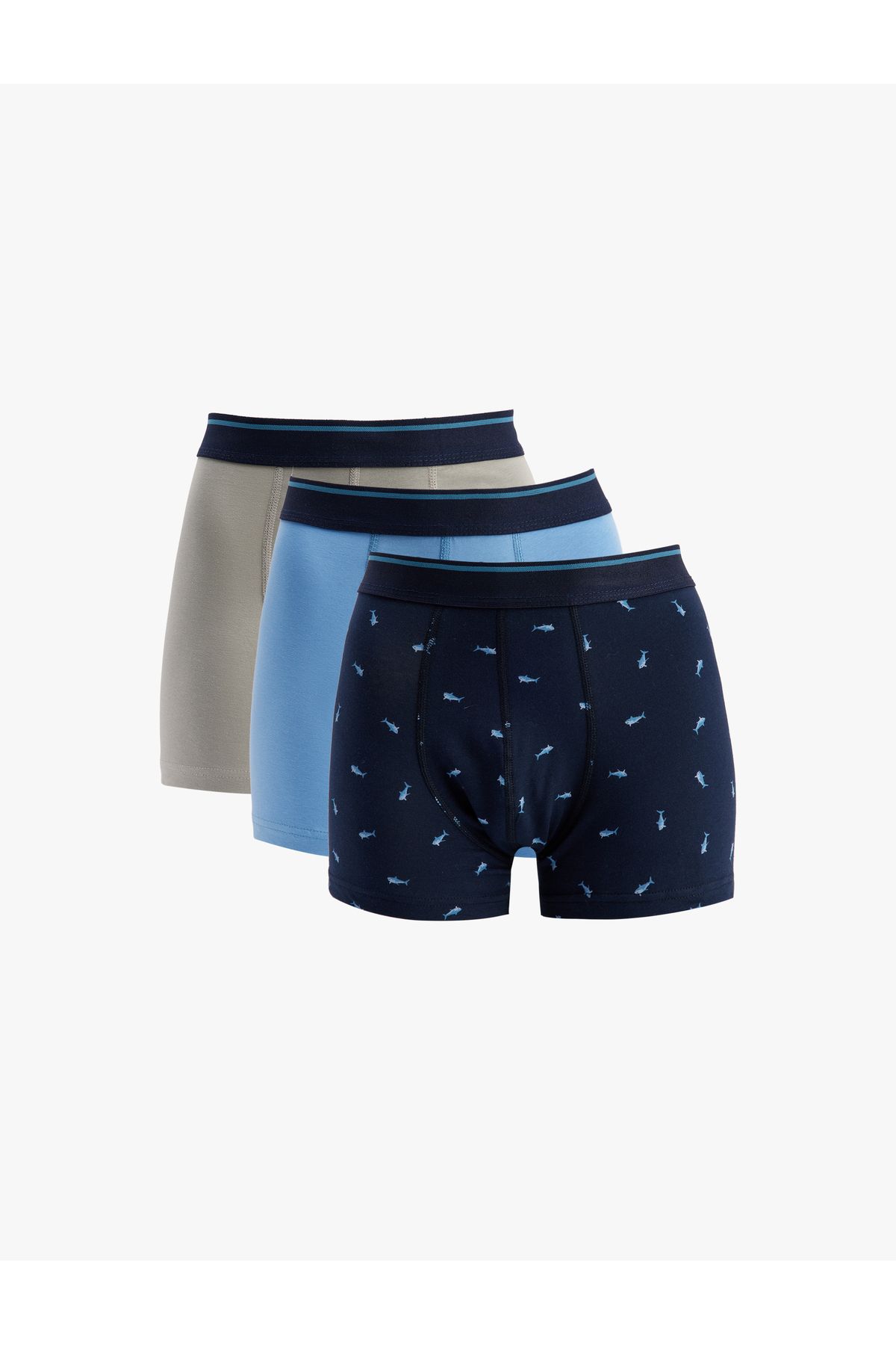 Koton Yeni Sezon Balık Desenli Pamuklu 3'lü Boxer Seti