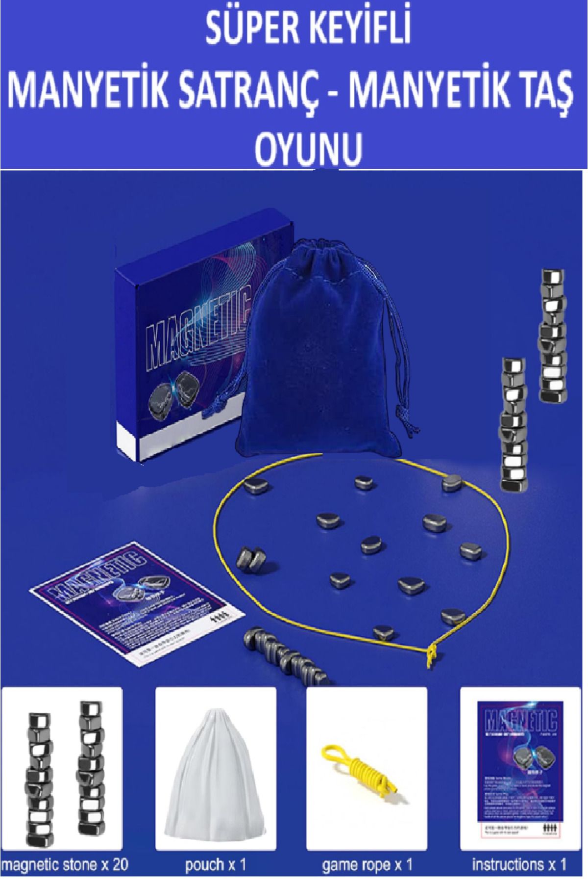 ZETCONCEPT-Super Delightful Magnetic Chess-20 Jewels Magnetic(Strong) Stone Game- Great Gift for Time-Passing 7