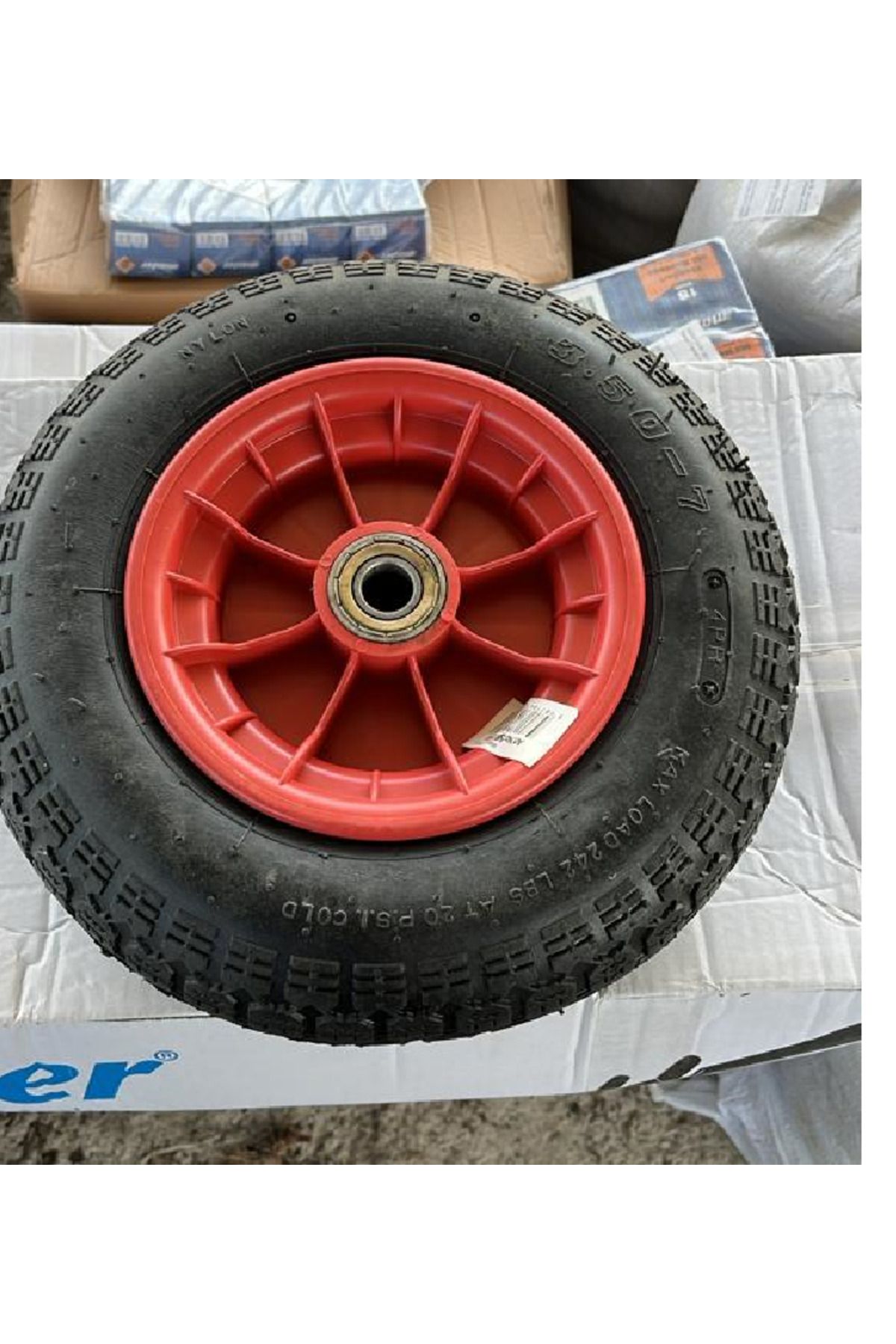 Sezal El Arabası Tekeri Plastik Jant Şişme Havalı Yedek Teker 350mm