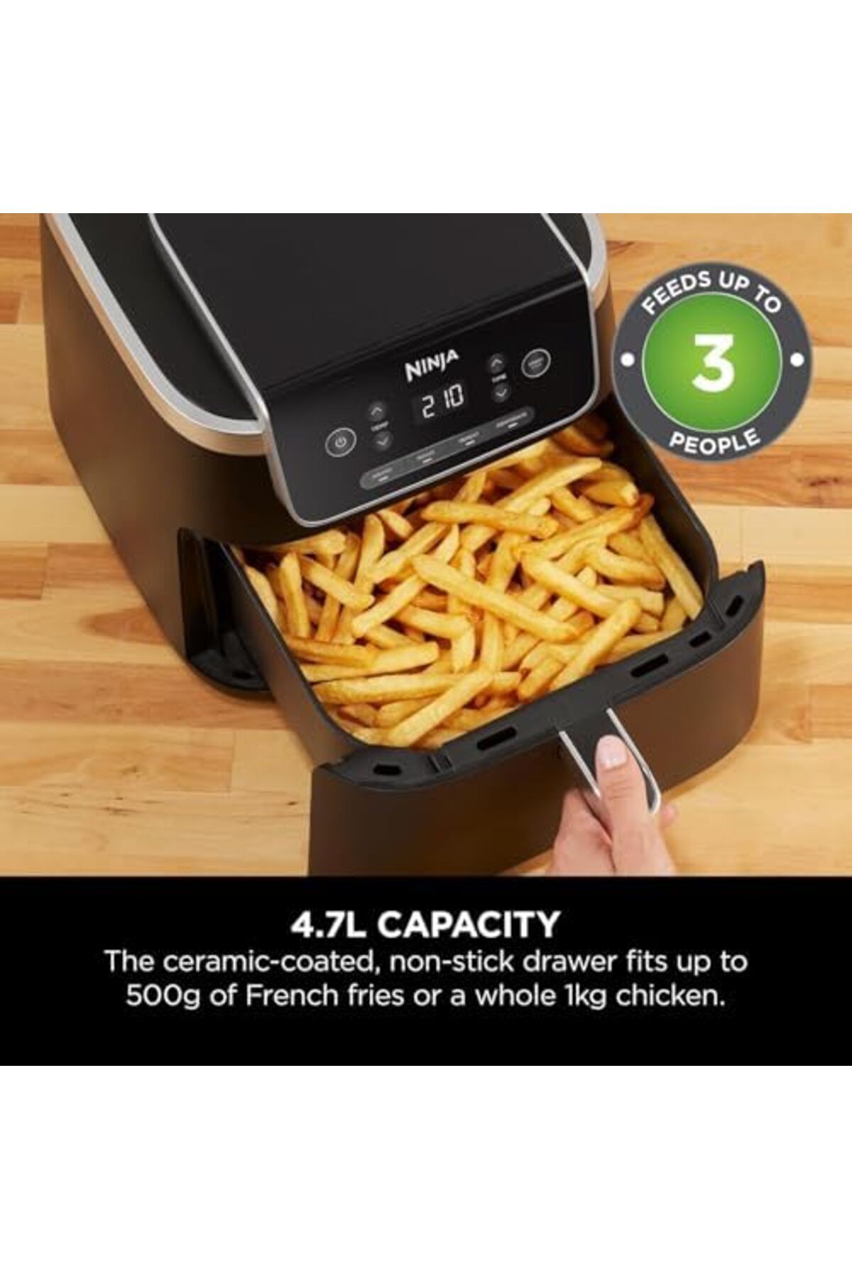 NINJA-Air Fryer PRO 4.7L, Single Drawer, 4-in-1, Air Fry, Roast, Reheat, Dehydrate, Cooks 1-2Portion 8