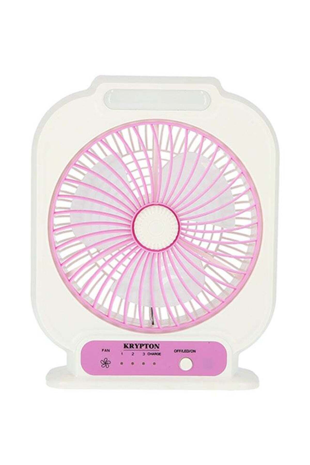 KRYPTON-8'' Rechargeable Mini Table Fan | 3-Speed USB & Solar Desk Fan with LED Light | Portable 1