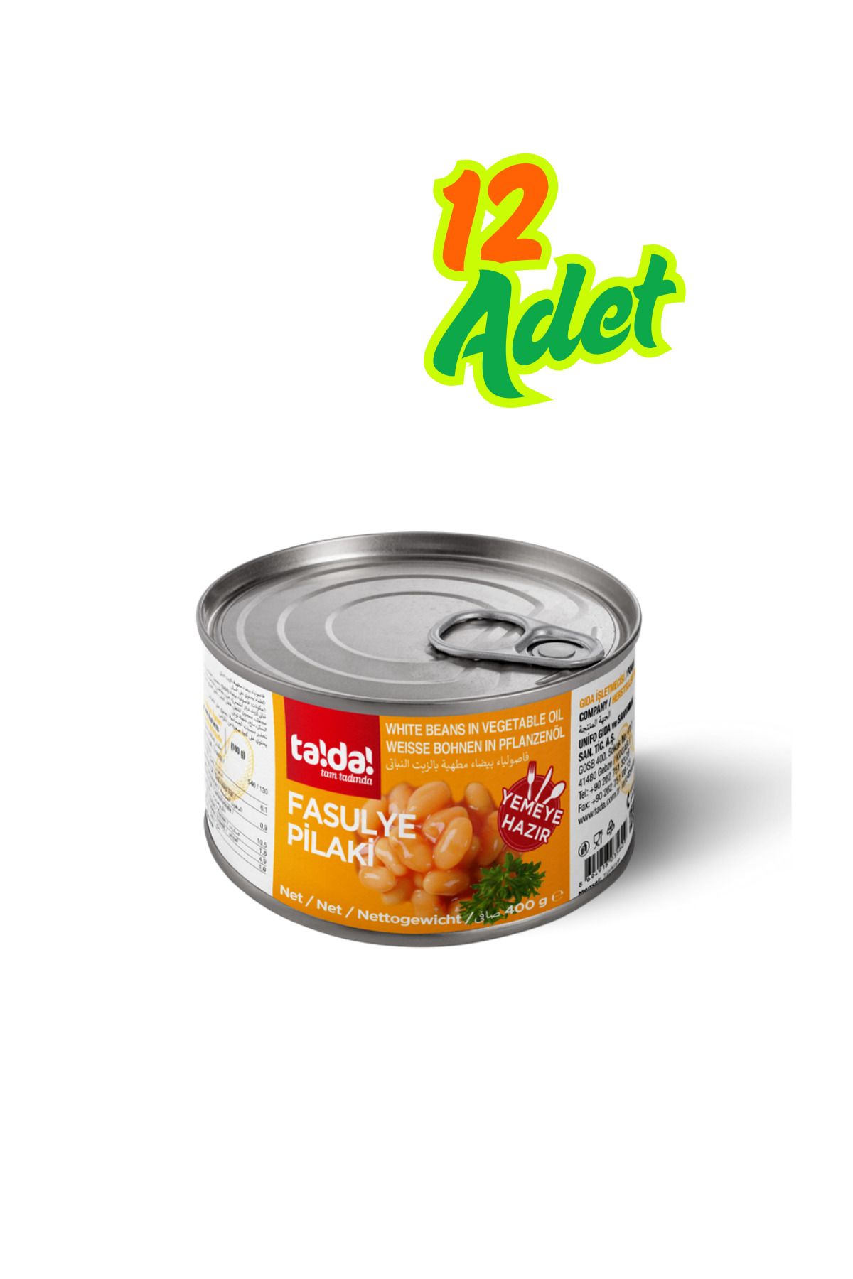 Tada Fasulye Pilaki 400 Gr (12 Adet)