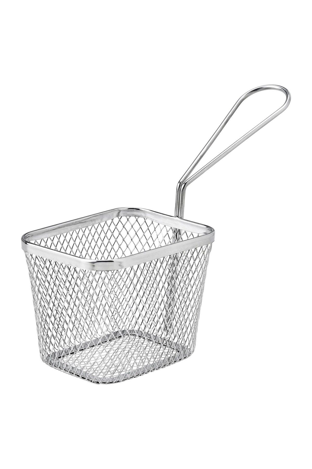 IKEA-2 Pieces Fried Potatoes Presentation Basket with Handle 7X7X9 cm Ikea Set of 2 Serving Container Stainless Steel 2