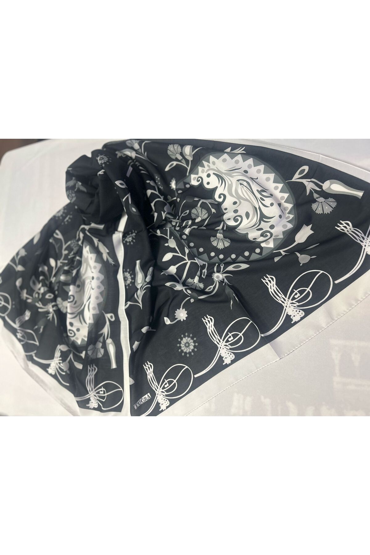 ALTUNTAŞ-Women's Cotton Tuğra Patterned Etnic Shawl 4