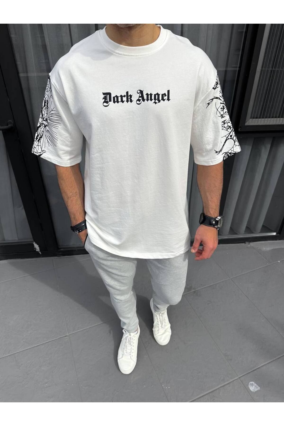 İLKCET MODA-Dark Angel Printed Oversize T-shirt 1