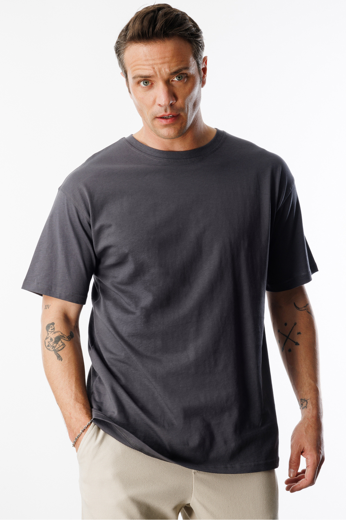 GENIUS STORE-Oversize Fit Men's T-Shirt 100% Organic Cotton Crew Neck 1