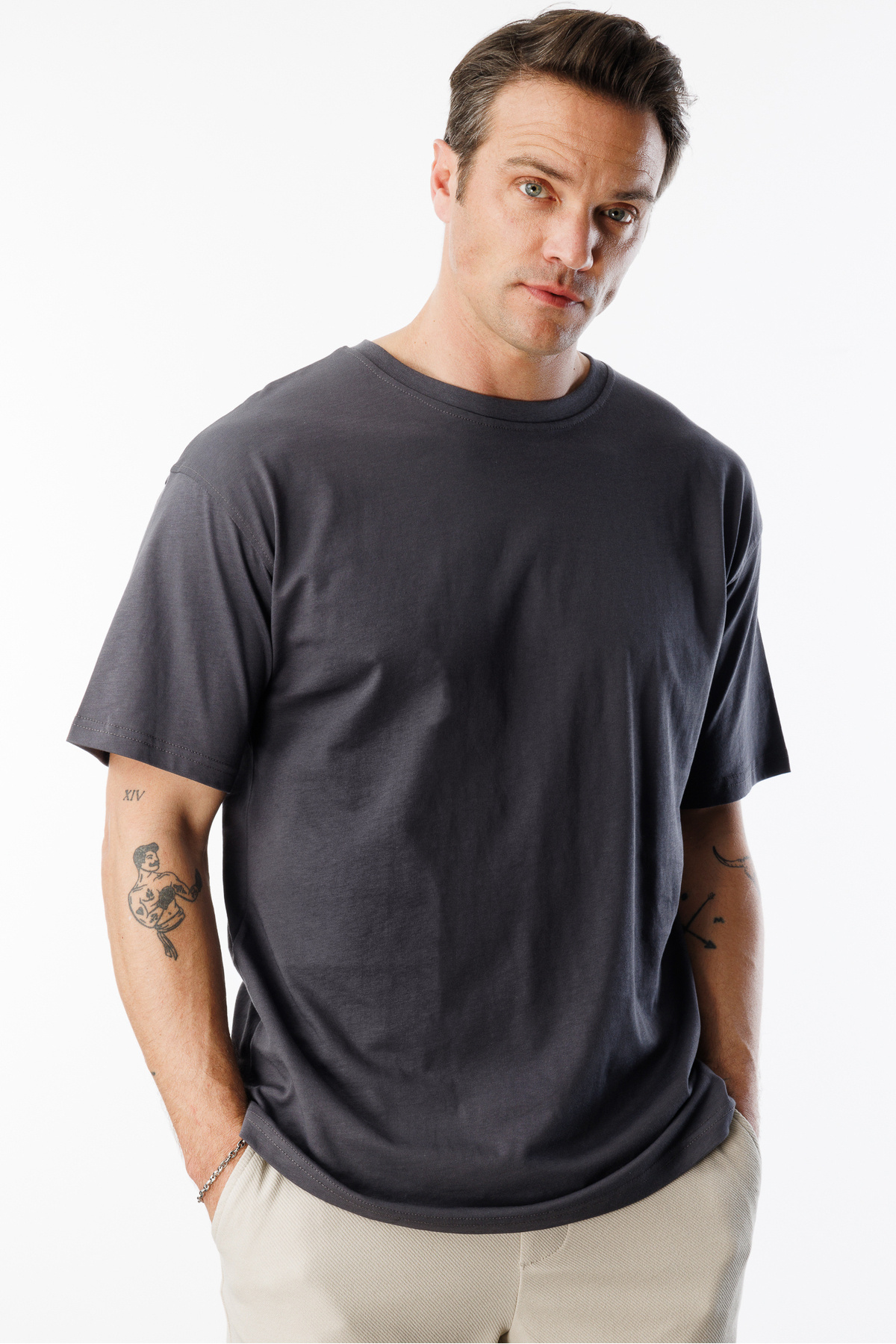 GENIUS STORE-Oversize Fit Men's T-Shirt 100% Organic Cotton Crew Neck 3