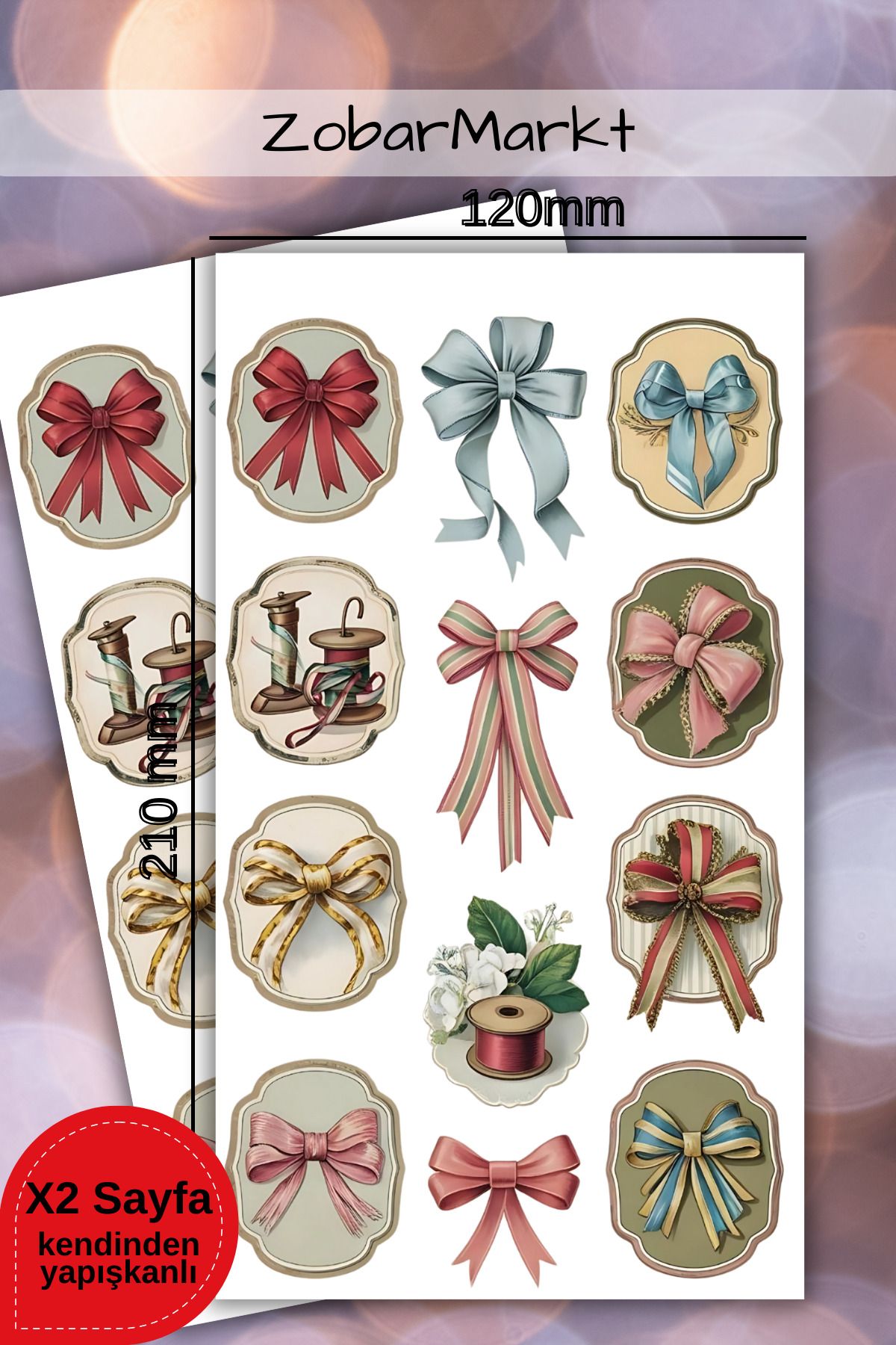 ZobarMarkt ONLINE MARKETING Set De Autocolante Vintage Ribbons Blooms (bullet Journal- Agenda - Laptop) - One Size